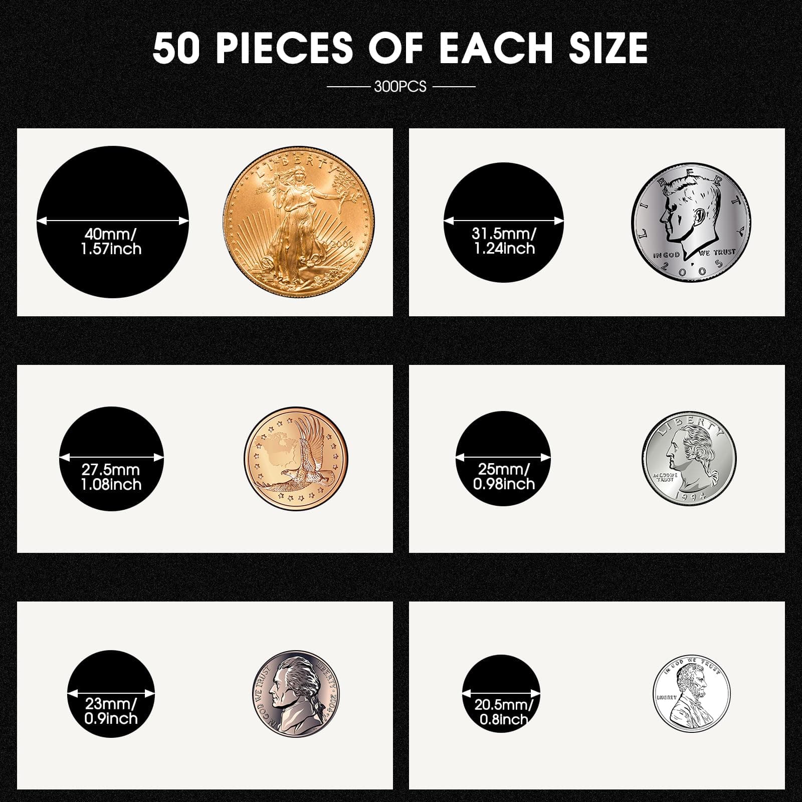 Outus 300 Self Adhesive Coin Holders Cardboard 2x2 Inches Collectors Supplies As - Thumbnail 2
