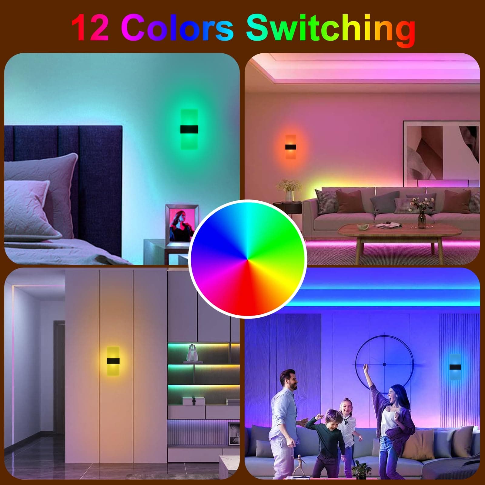 SURPALIG LED Wall Lights for Room Decor, Battery Operated Wall Sconce Set of 2, - Thumbnail 3