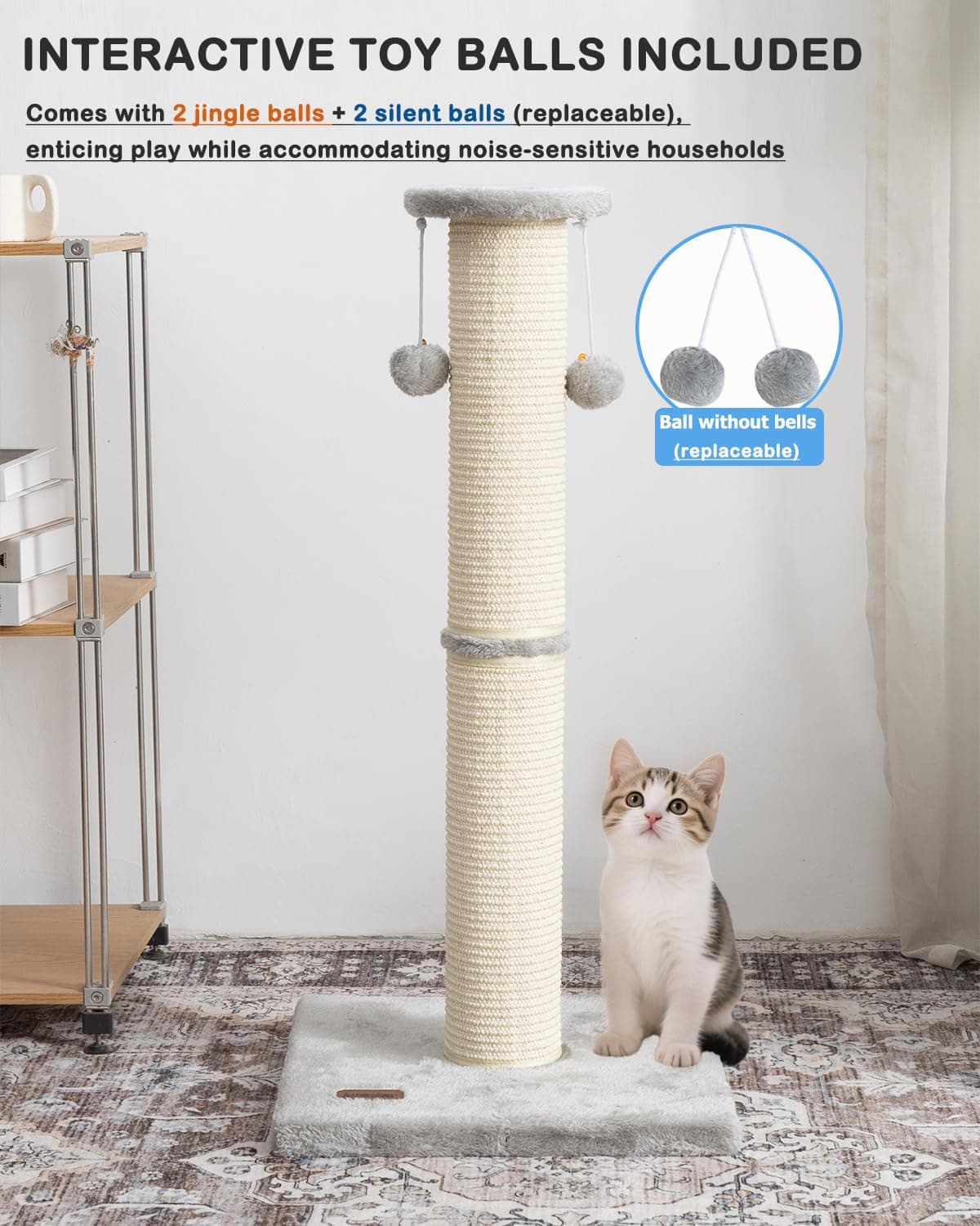 Kilodor Cat Scratching Post 34 Inches Large Sturdy Cat Post with Replaceable Sis - Thumbnail 7