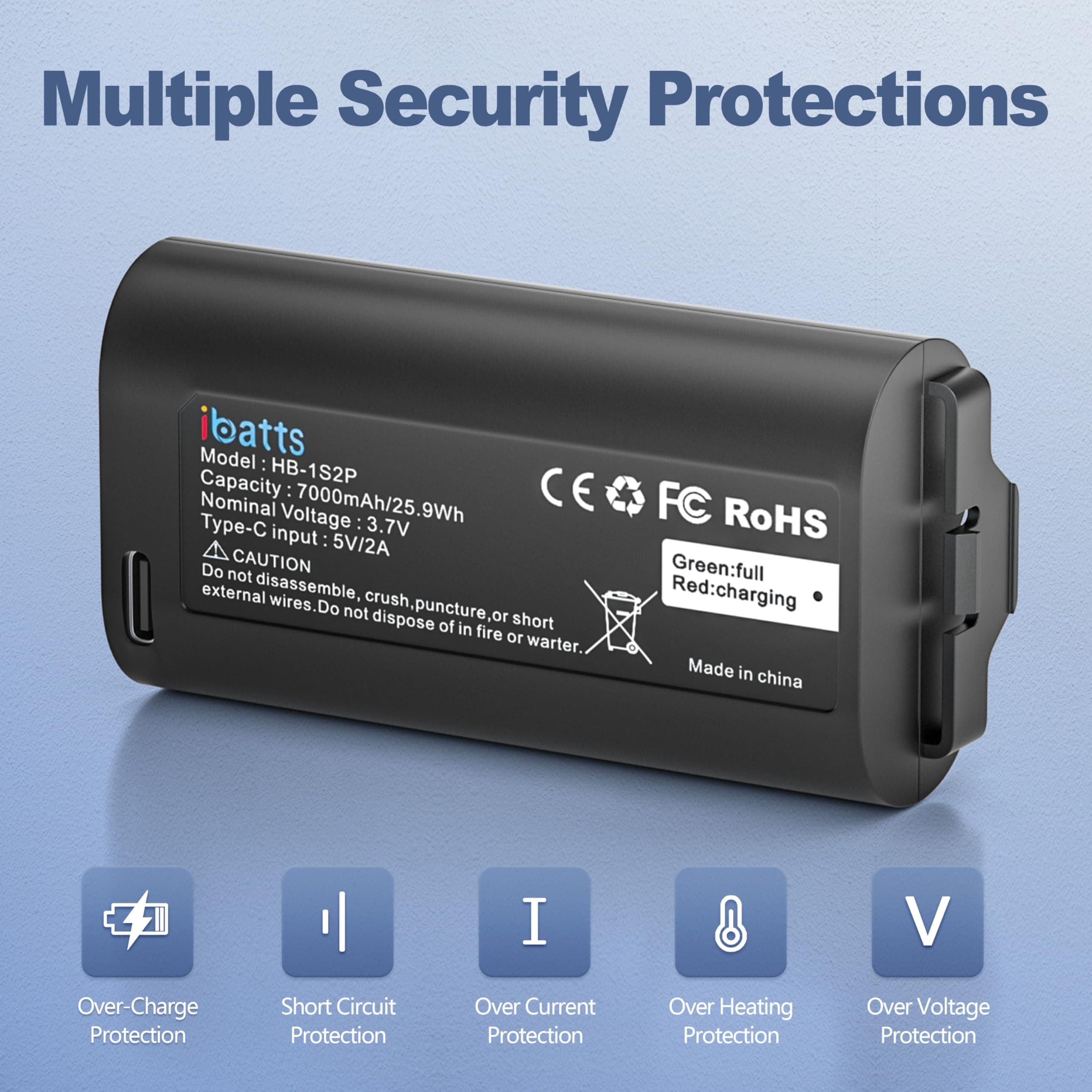 IBATTS 2 Pack 7000mAh Replacement Battery for MyQ Garage Video Keypad Rechargeab - Thumbnail 4