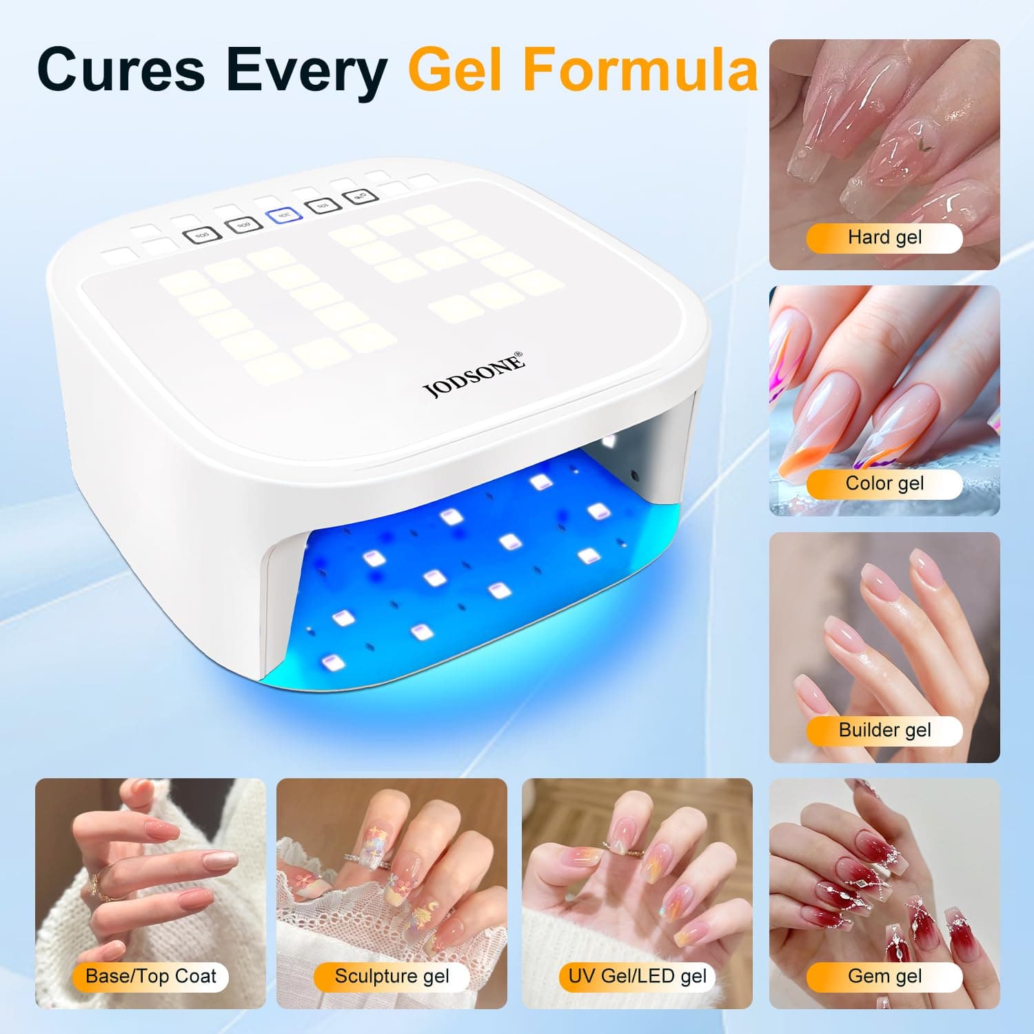 JODSONE Cordless Professional UV Nail Lamp with 4 Timed Digital Reversible Displ - Thumbnail 7