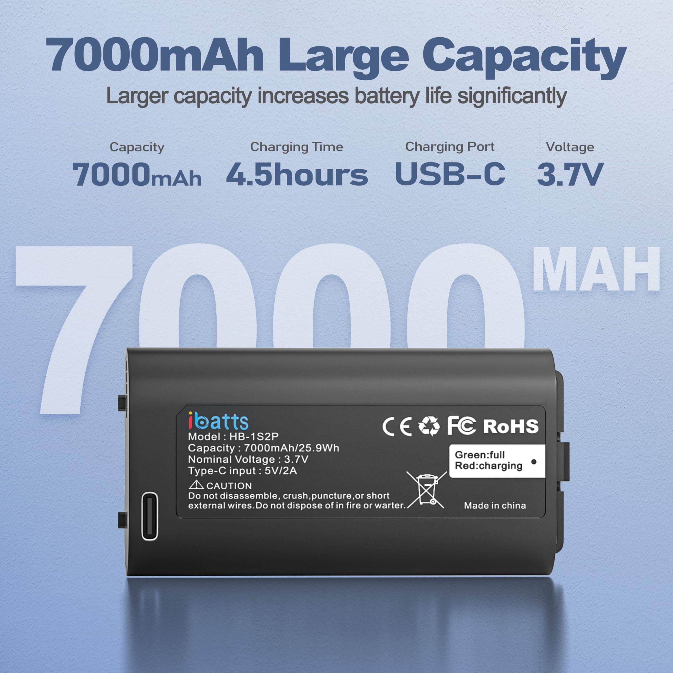 IBATTS 2 Pack 7000mAh Replacement Battery for MyQ Garage Video Keypad Rechargeab - Thumbnail 2