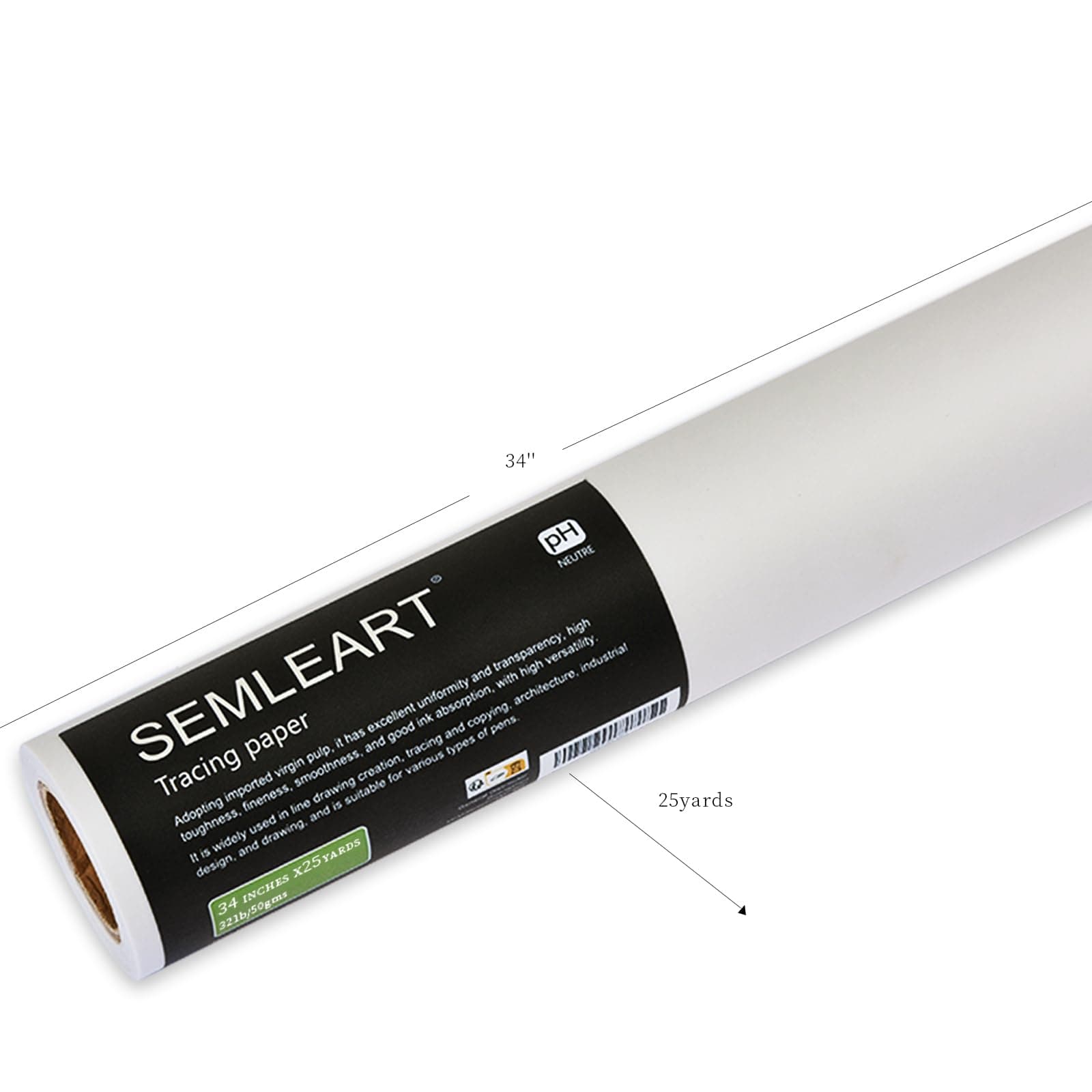 SEMLEART Artit's Tracing Paper roll,32lb/50gsm,34 inch x 25 Yard,Translucent Tra - Thumbnail 2