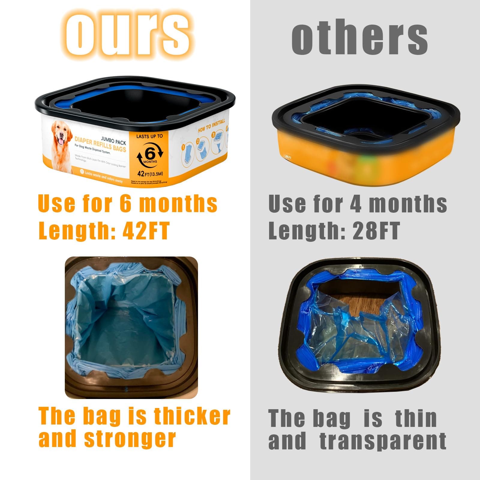 42FT Jumbo Square Refills Disposal Bags Refill Compatible with Pe.t Dogs Gen.ie - Thumbnail 2