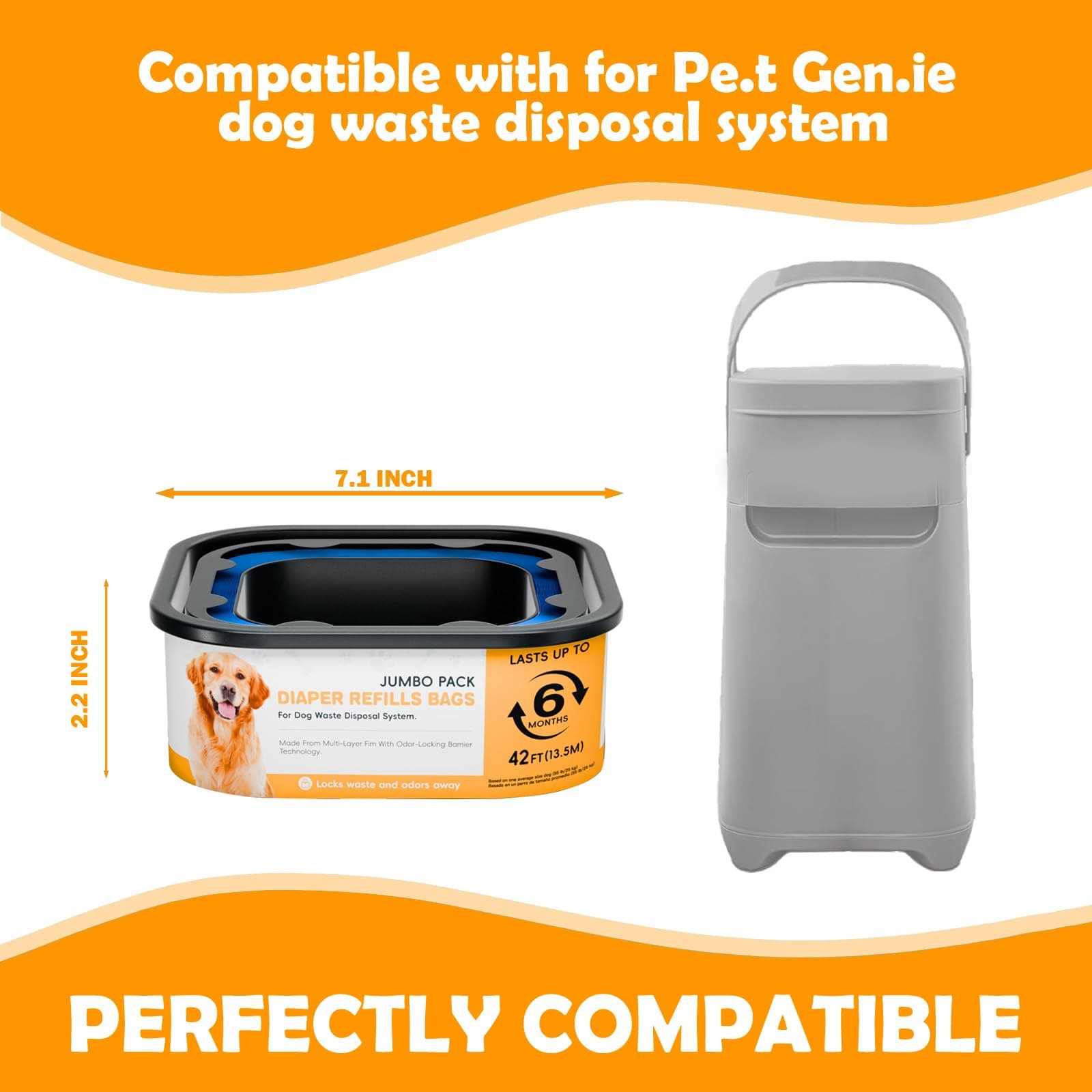 42FT Jumbo Square Refills Disposal Bags Refill Compatible with Pe.t Dogs Gen.ie - Thumbnail 3