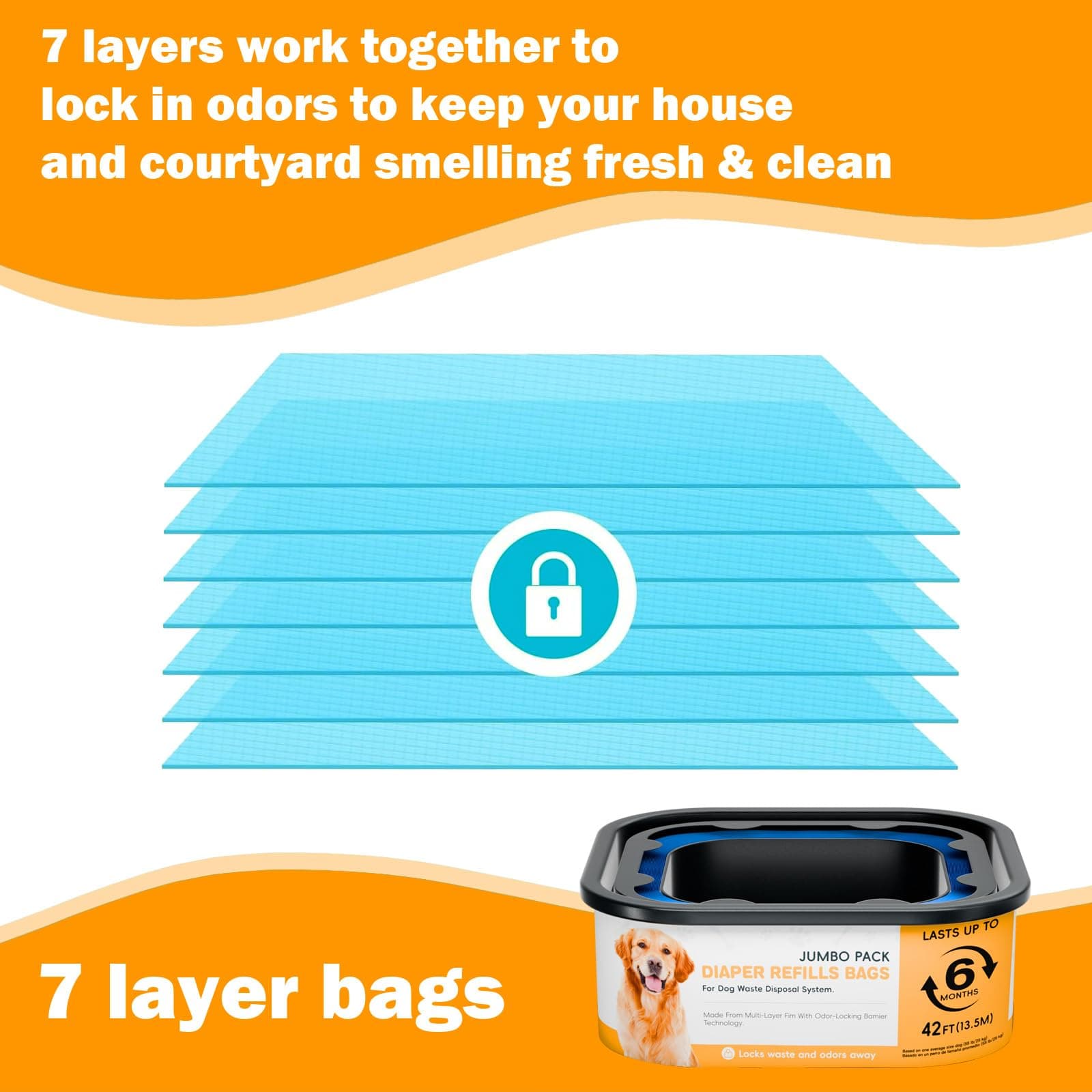 42FT Jumbo Square Refills Disposal Bags Refill Compatible with Pe.t Dogs Gen.ie - Thumbnail 4