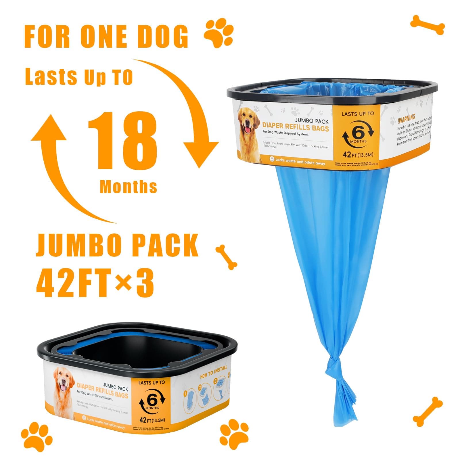 42FT Jumbo Square Refills Disposal Bags Refill Compatible with Pe.t Dogs Gen.ie - Thumbnail 5