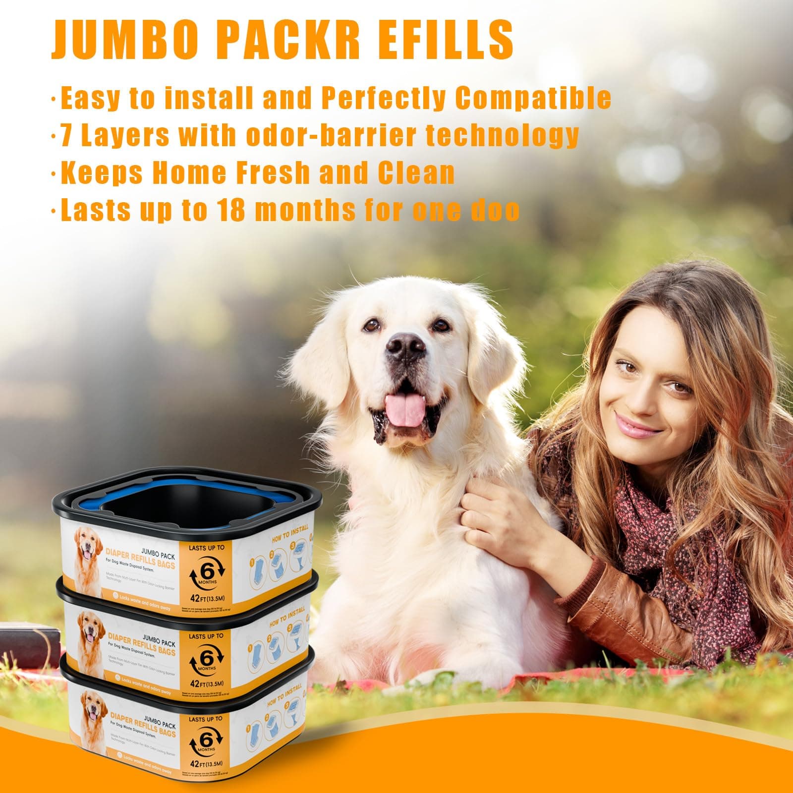 42FT Jumbo Square Refills Disposal Bags Refill Compatible with Pe.t Dogs Gen.ie - Thumbnail 7