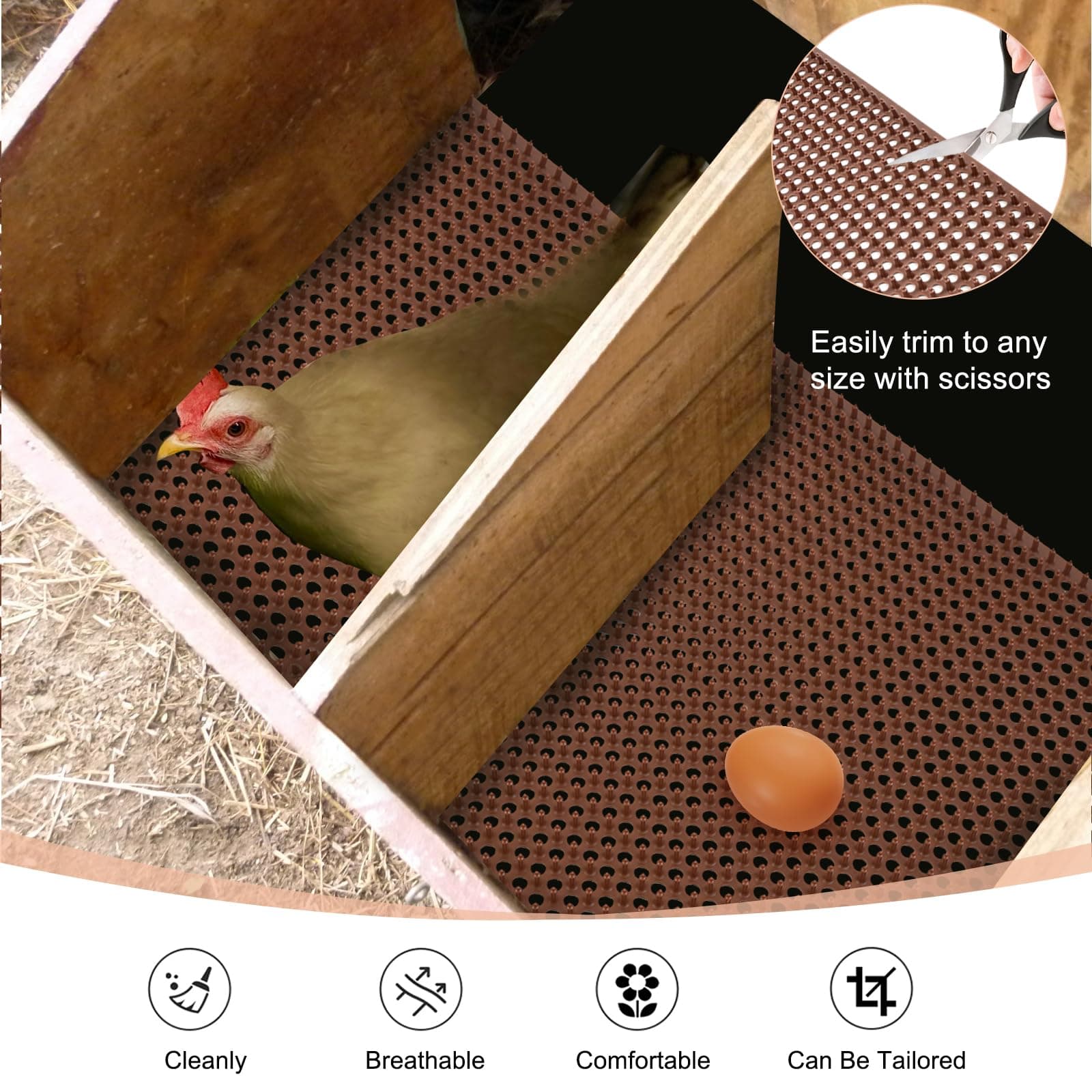 Gebena 6 Pack Chicken Nesting Pads for Chicken Coop 12x14 Plastic Washable Beddi - Thumbnail 4