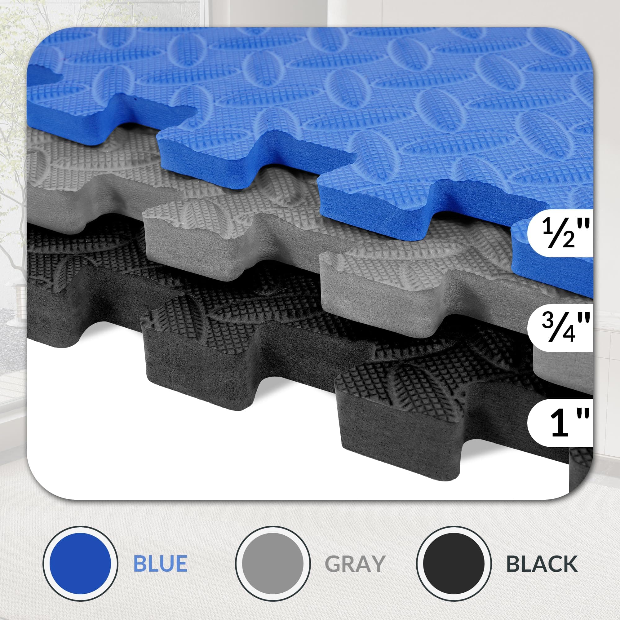 Fitvids Puzzle Exercise Gym Flooring Mat, 3/4" Thick High-Density EVA Interlocki - Thumbnail 3