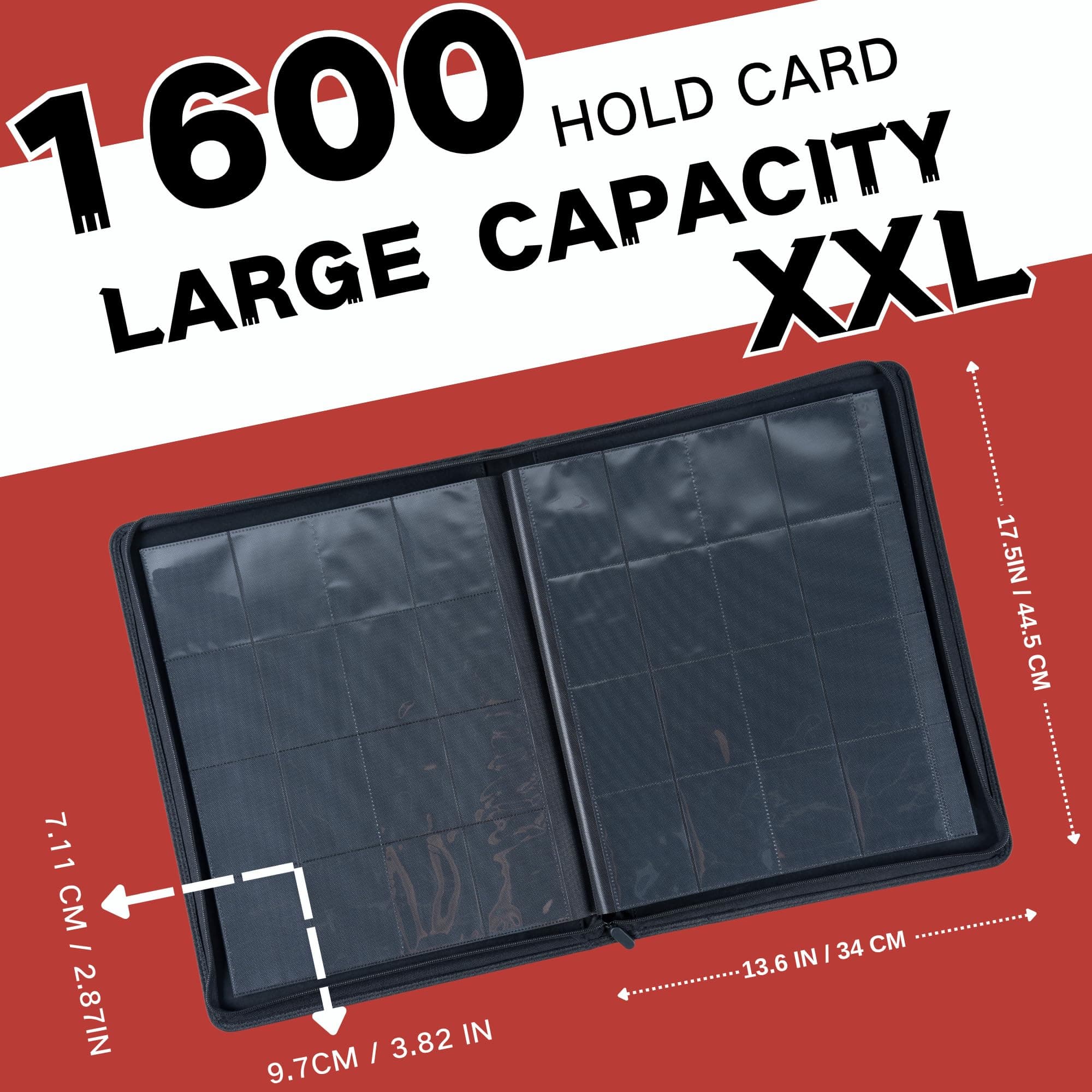 KUOOKING 1600+ Pockets Trading Card Binder, 16-Pocket Card Ablum Compatible with - Thumbnail 2