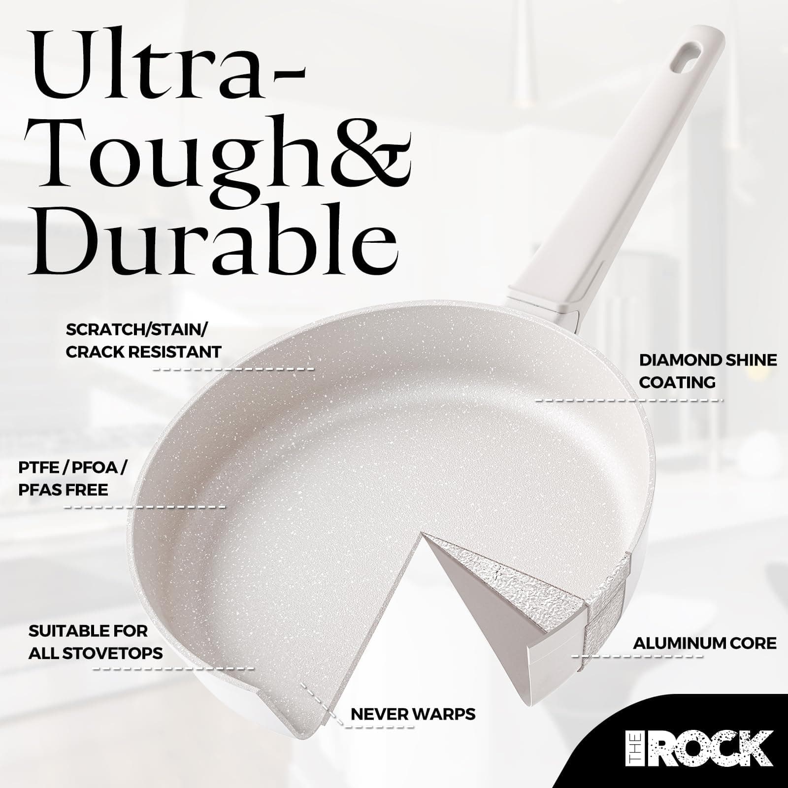 The Rock Soho Ceramic Nonstick Saucepan with Lid 3.3 Quarts Non Toxic Small Pot - Thumbnail 6