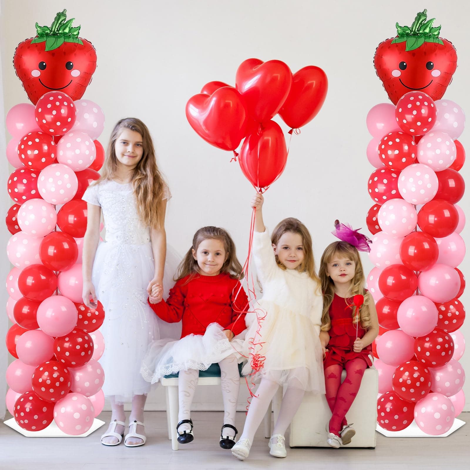 2 Sets Strawberry Party Balloon Column Stand Kit With 102 Sweet 1st Strawberry F - Thumbnail 6