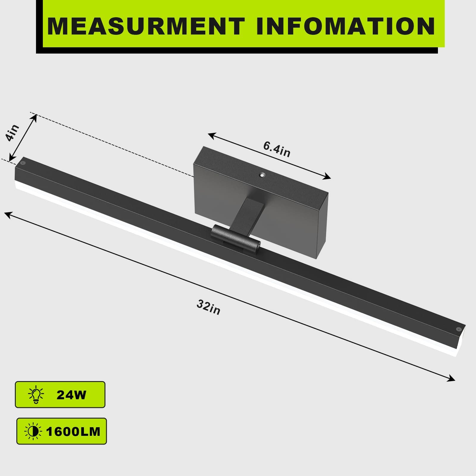 IZORRO Modern Bathroom Vanity Light 32 inch Rotatable 24W Dimmable LED Fixture O - Thumbnail 4