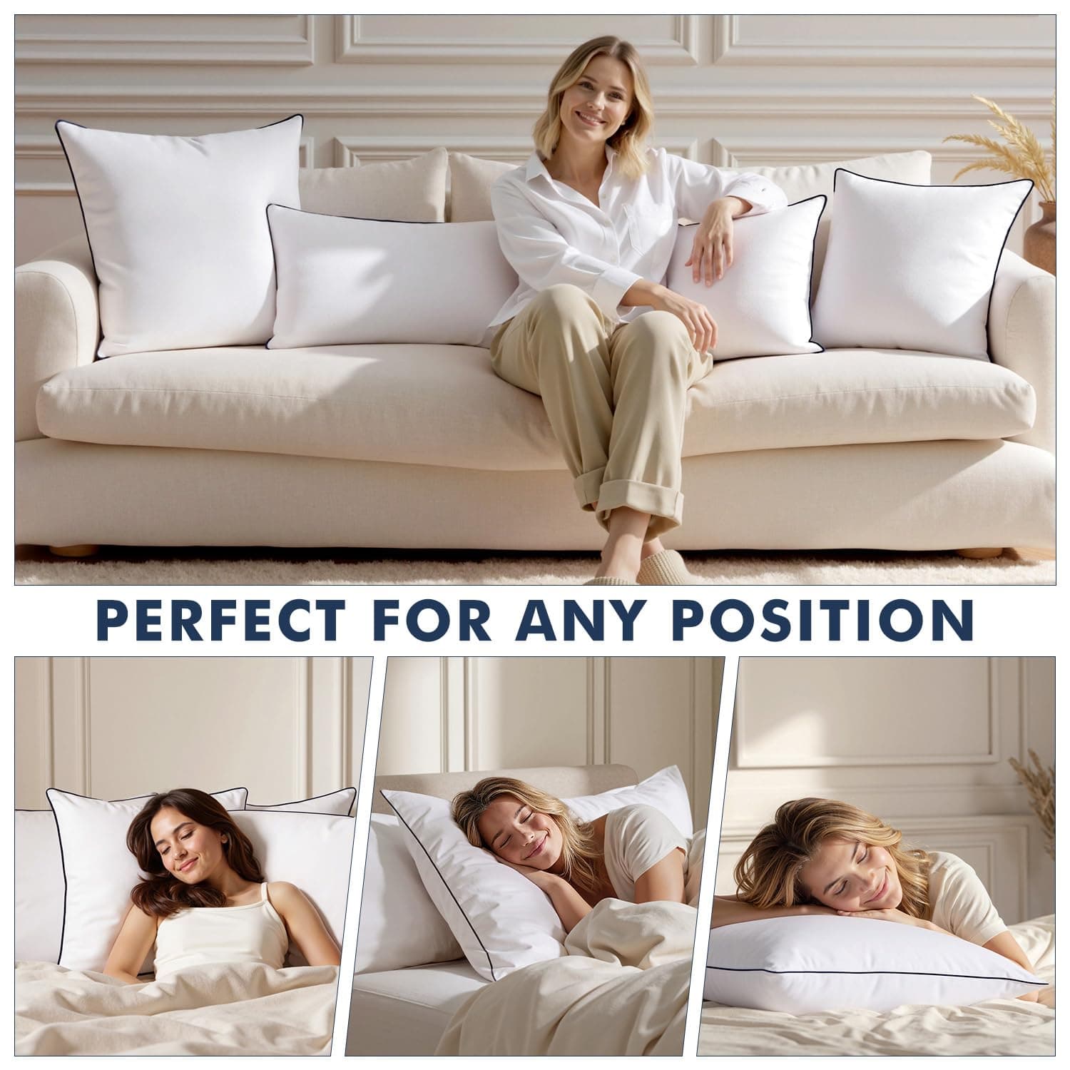 MIULEE Goose Feather Down 26x26 Euro Pillow Insert Set of 2 with 100% Down-Proof - Thumbnail 3