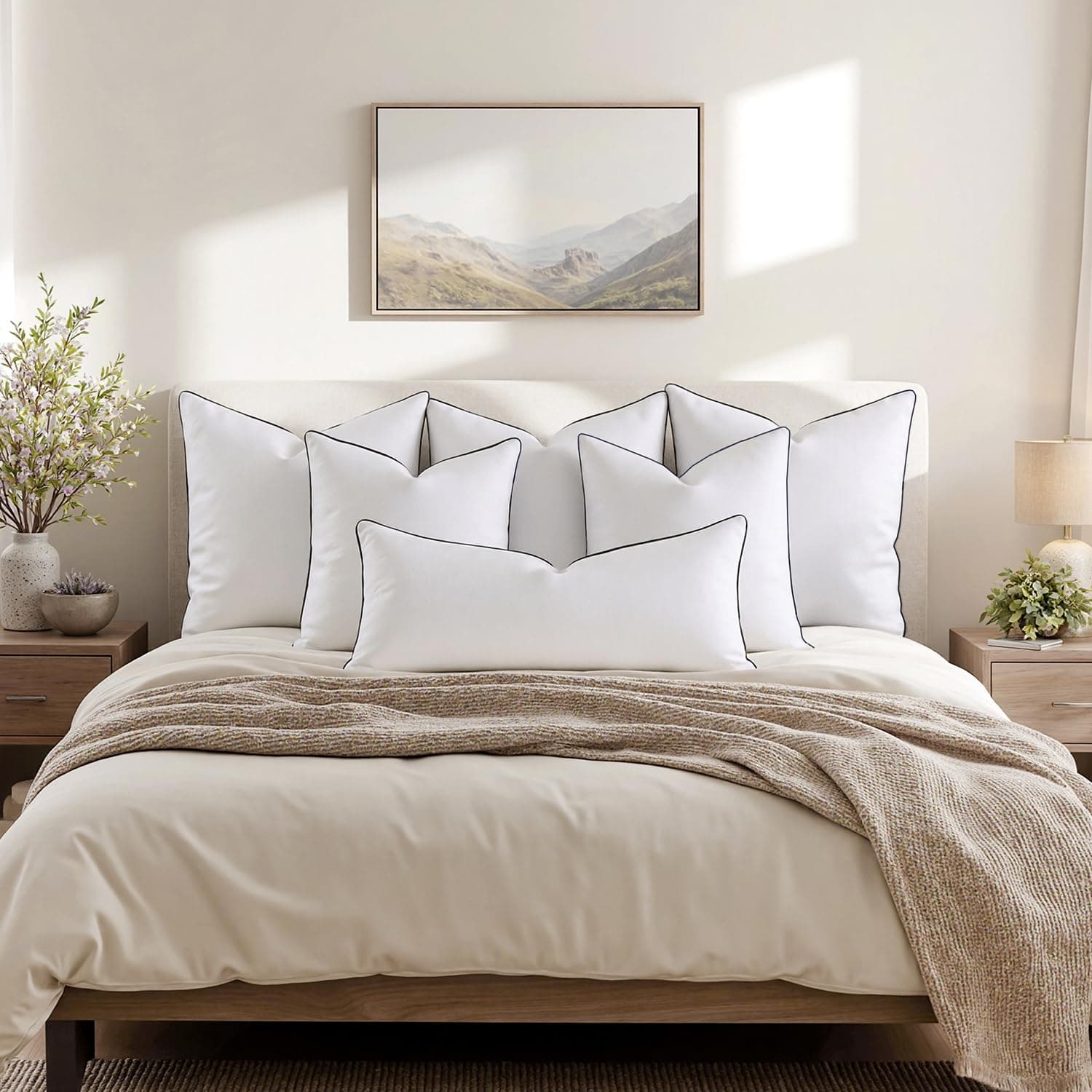 MIULEE Goose Feather Down 26x26 Euro Pillow Insert Set of 2 with 100% Down-Proof - Thumbnail 7