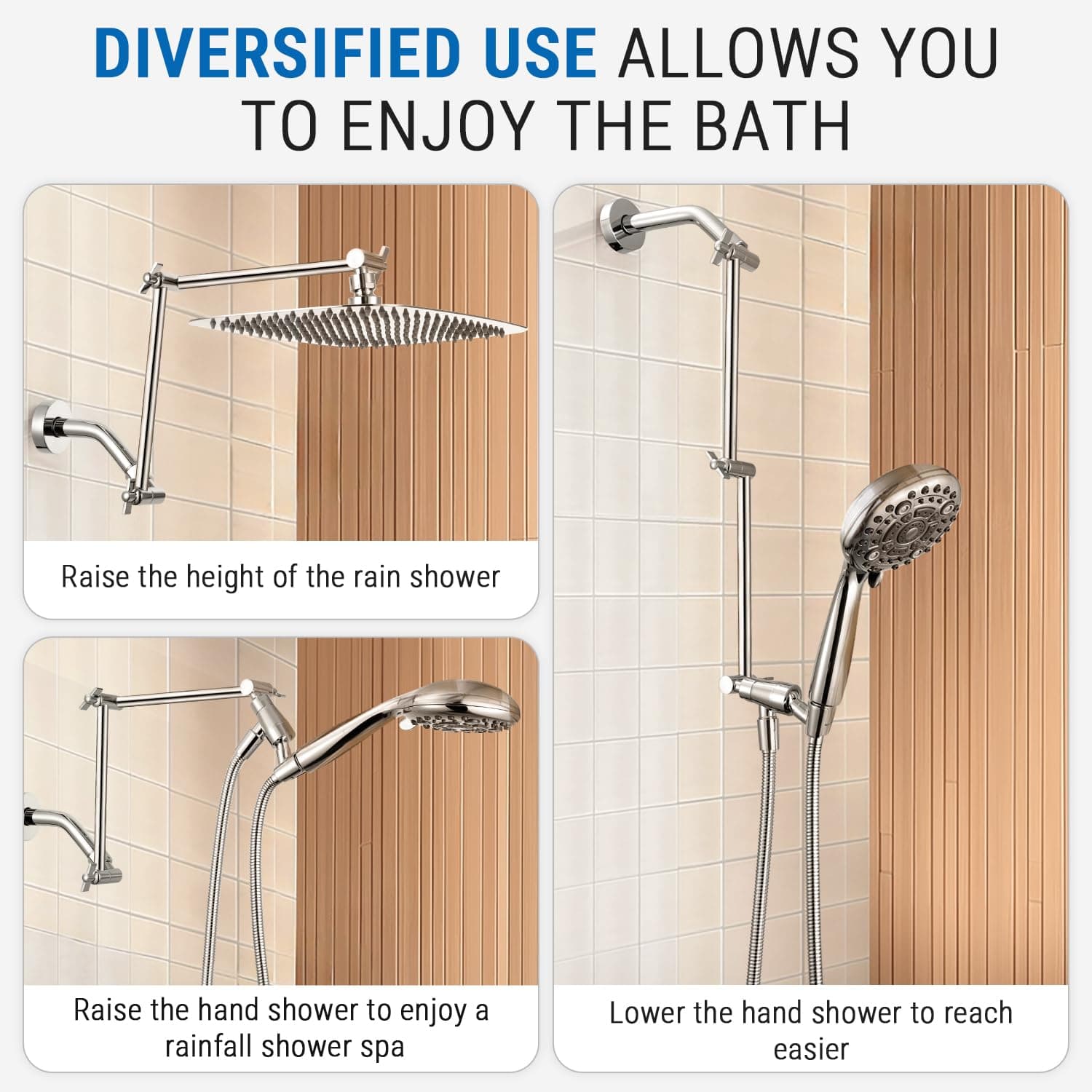 G-Promise 18 Inch Shower Head Extension Arm with Shower Arm and Flange, Solid Br - Thumbnail 2