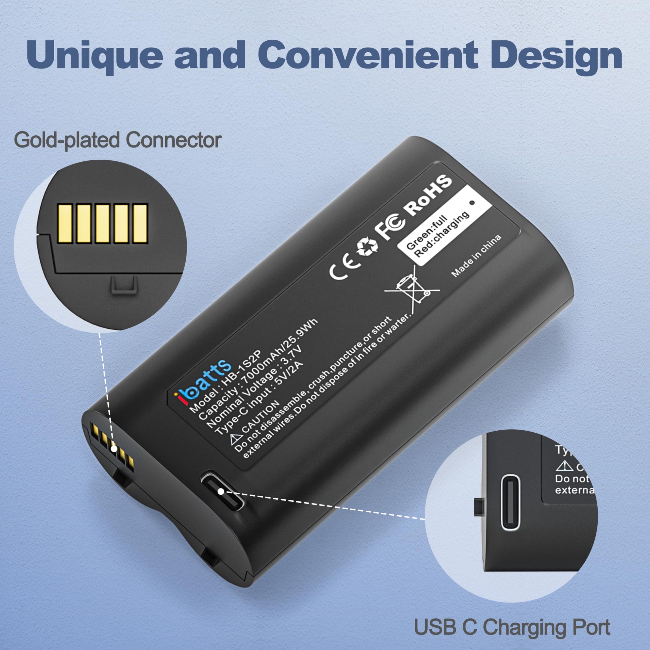 IBATTS 2 Pack 7000mAh Replacement Battery for MyQ Garage Video Keypad Rechargeab - Thumbnail 7
