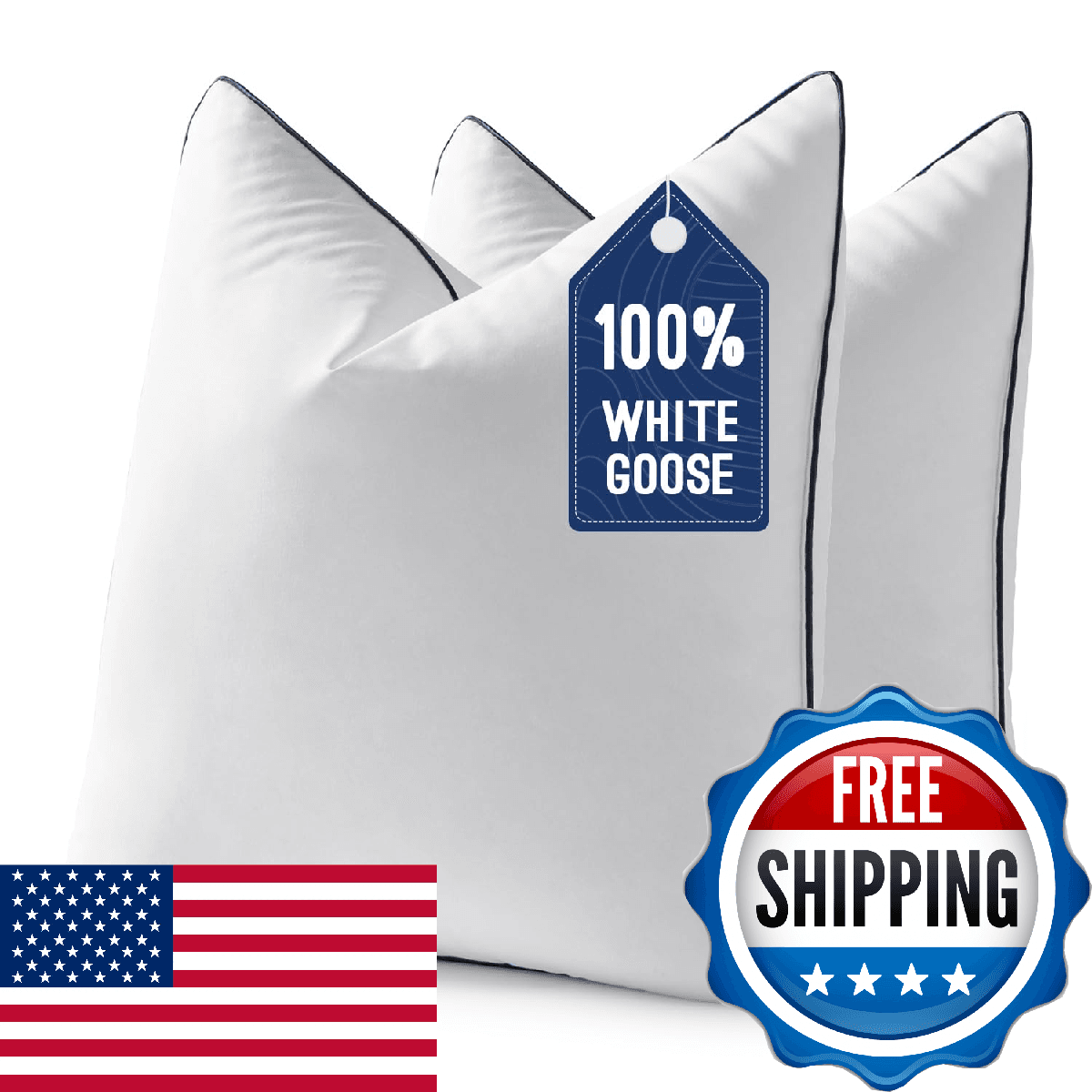 MIULEE Goose Feather Down 26x26 Euro Pillow Insert Set of 2 with 100% Down-Proof - Image 1
