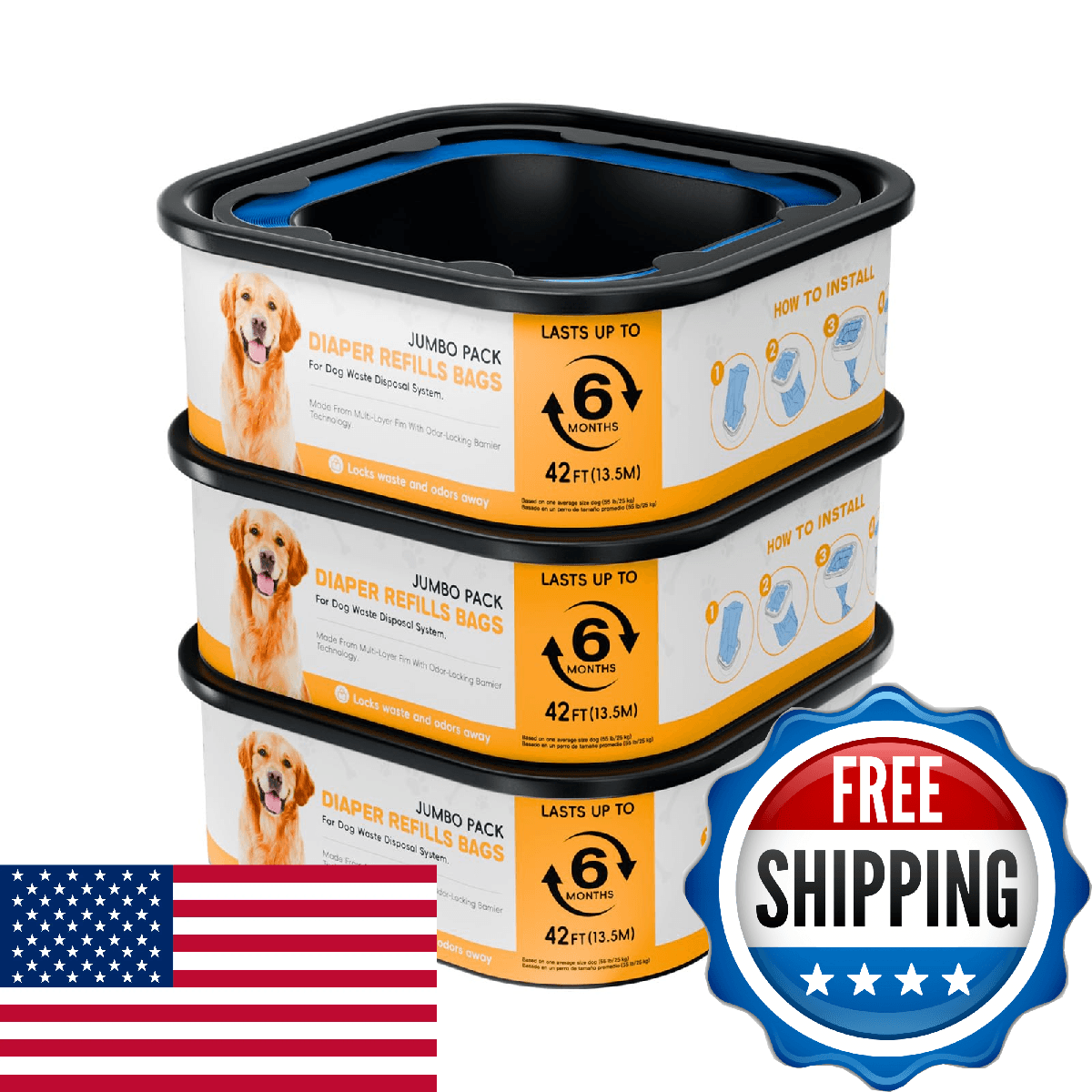 42FT Jumbo Square Refills Disposal Bags Refill Compatible with Pe.t Dogs Gen.ie - Image 1