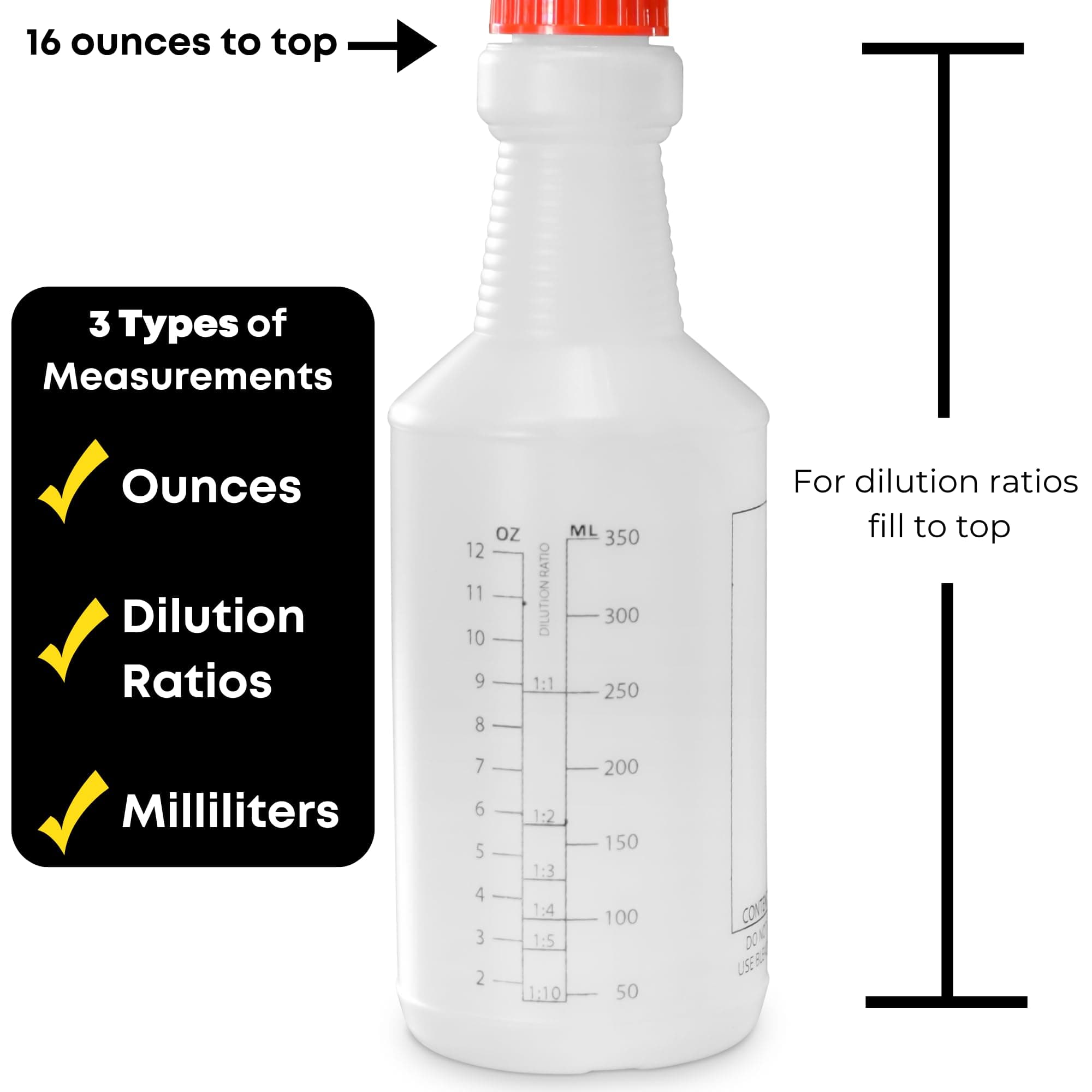 SupplyMaid Commercial-Grade 16 oz Spray Bottles with Dilution Ratios, Ounces & M - Thumbnail 3