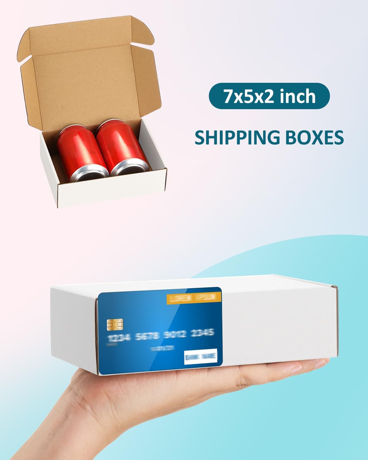 Poever Shipping Boxes 7x5x2 inches Small Mailing Boxes 50 Pack White Cardboard C - Thumbnail 3