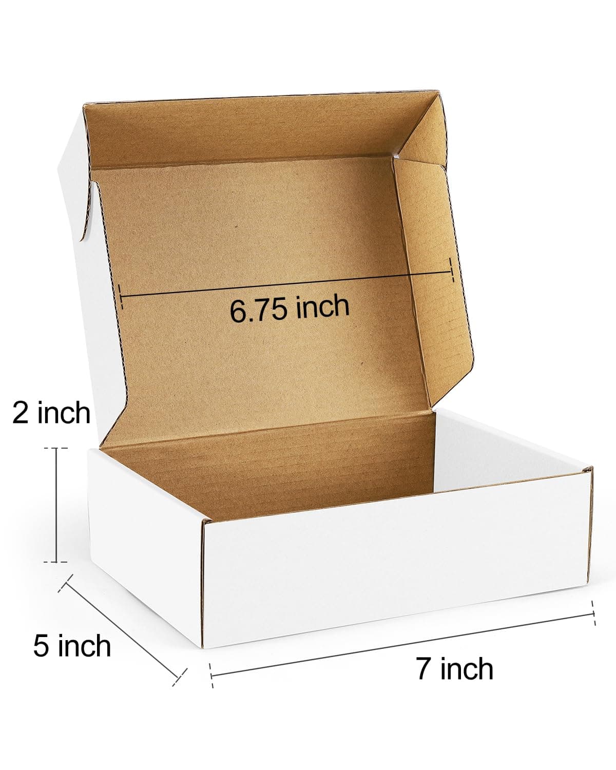 Poever Shipping Boxes 7x5x2 inches Small Mailing Boxes 50 Pack White Cardboard C - Thumbnail 2
