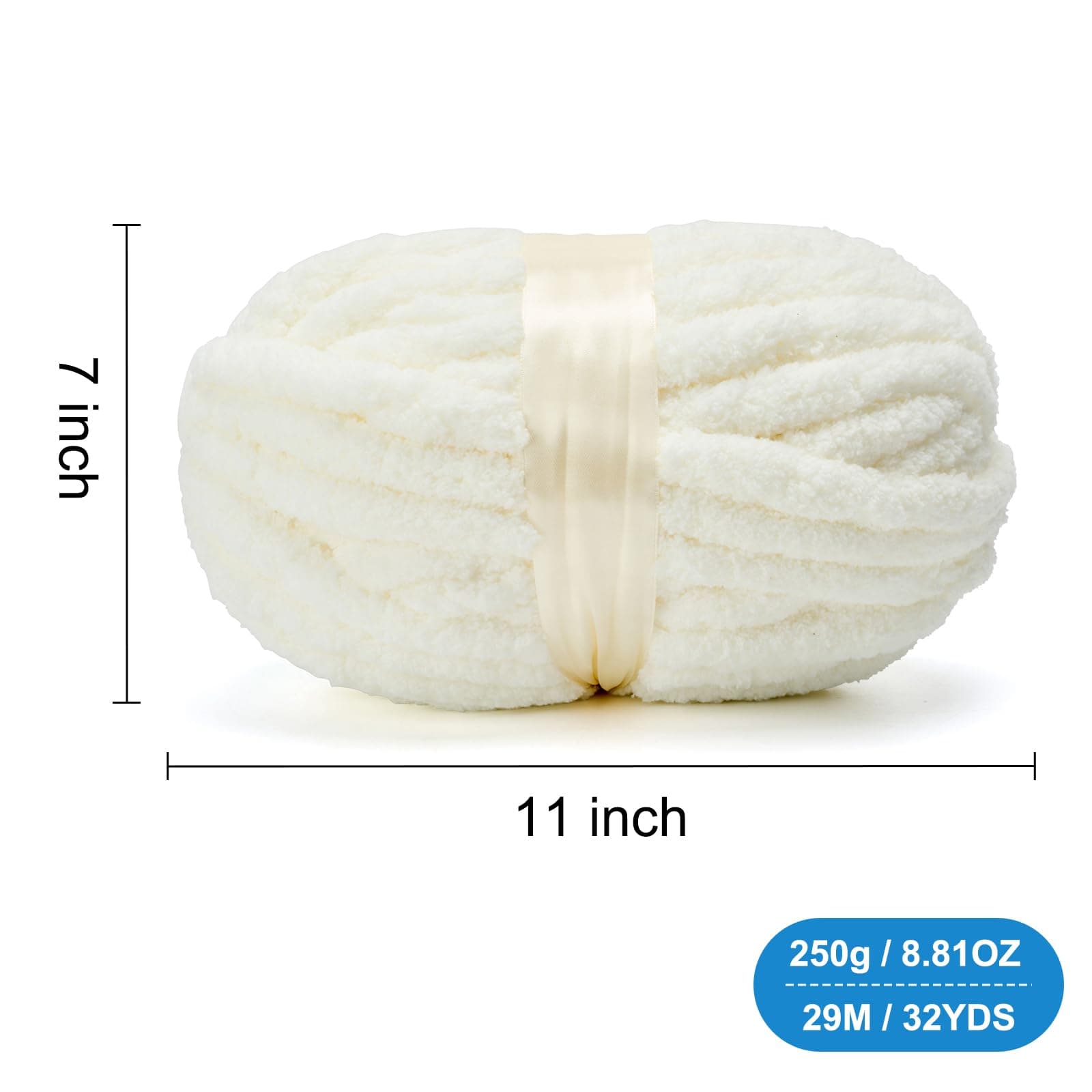 EILYEE Cream Chunky Chenille Yarn for Crocheting - Durable Soft Yarn,Thick Yarn - Thumbnail 2
