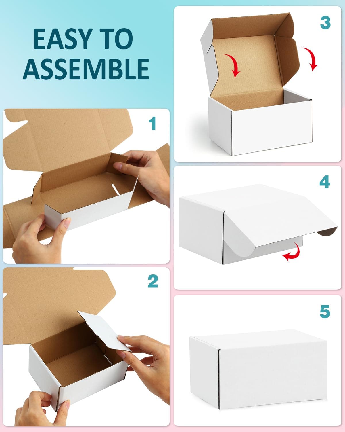Poever Shipping Boxes 7x5x2 inches Small Mailing Boxes 50 Pack White Cardboard C - Thumbnail 4