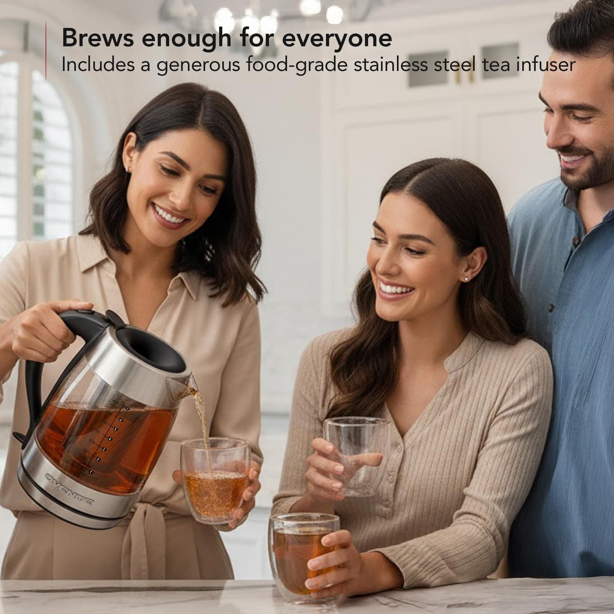 OVENTE Electric Tea Kettle with Temperature Control, Removable Tea Infuser, Easy - Thumbnail 7