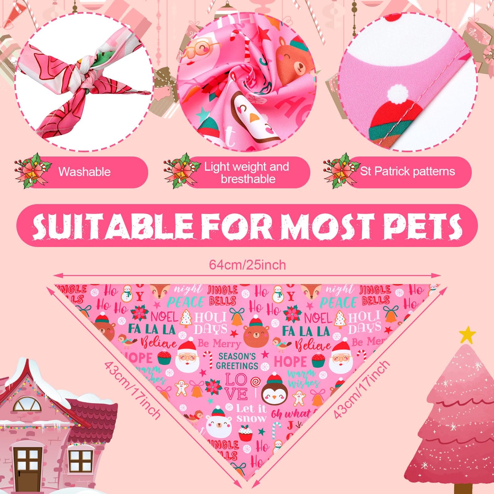 Newwiee 100 Pieces Valentine's Day Dog Bandanas Bulk for Large Dogs Pink Red Pat - Thumbnail 2