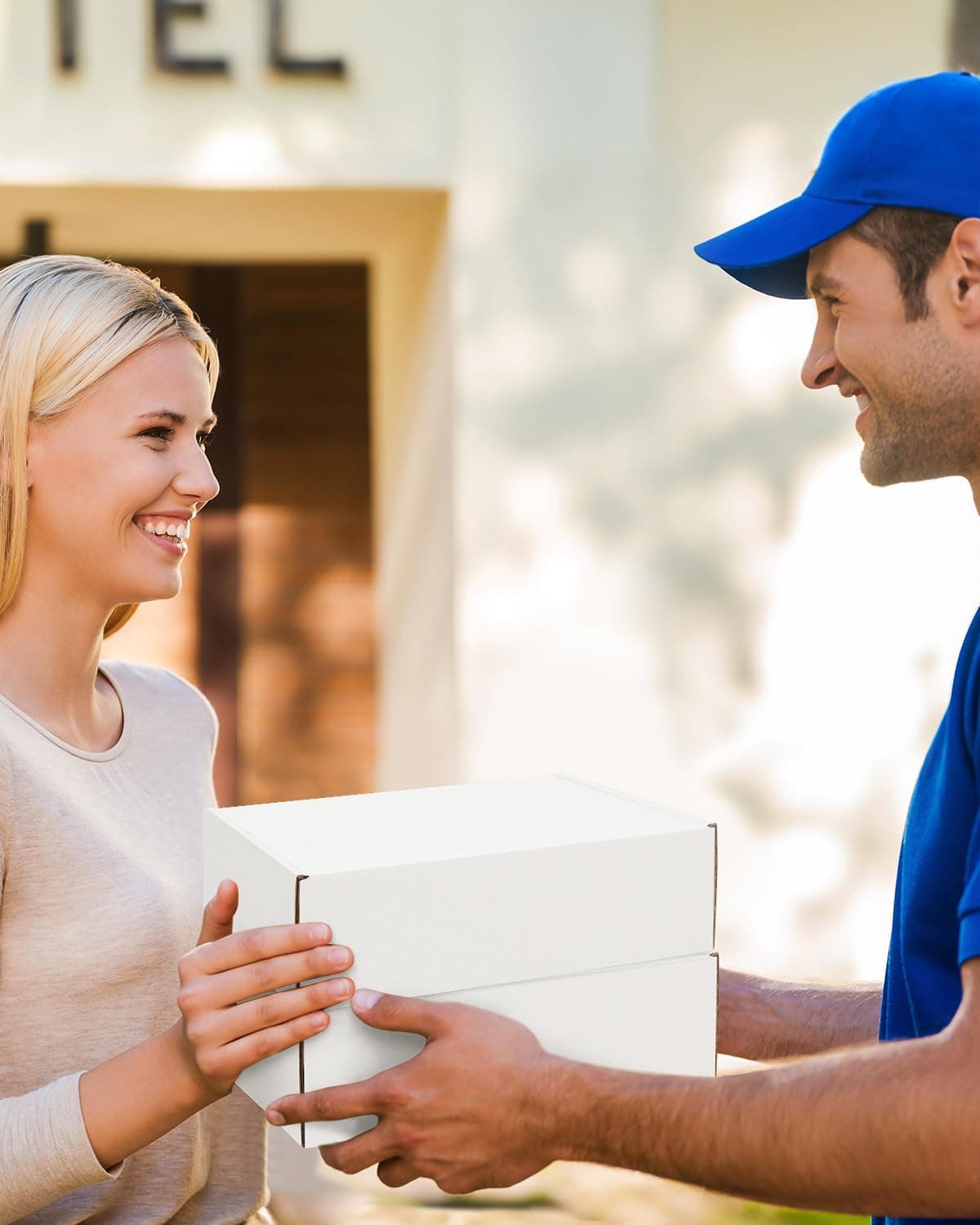 Poever Shipping Boxes 7x5x2 inches Small Mailing Boxes 50 Pack White Cardboard C - Thumbnail 7