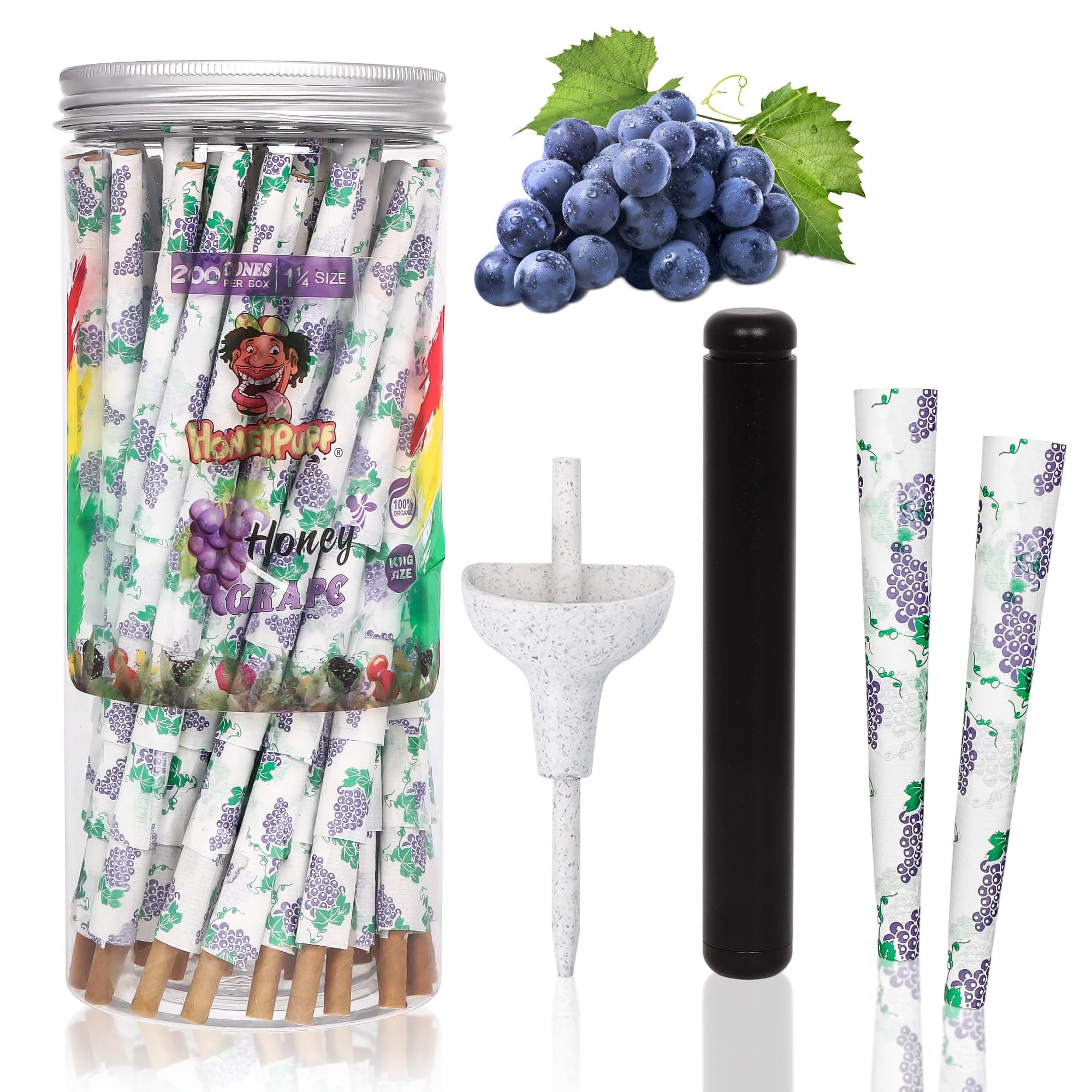 Pre Rolled Cones 200 Pack Grape Flavored 1 ¼ Size Fruit Juice Rolling Papers - Image 1