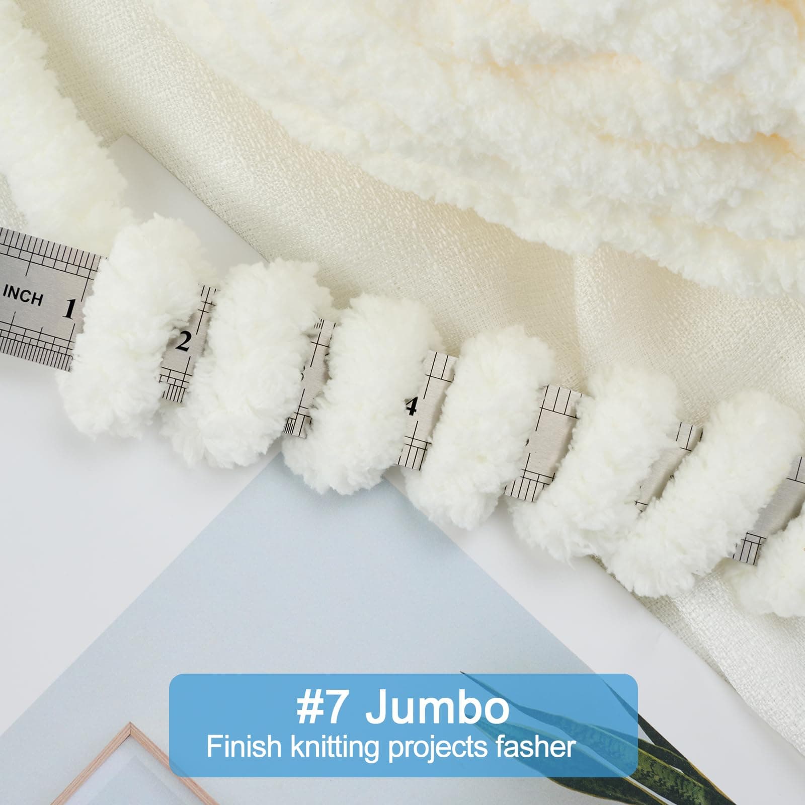 EILYEE Cream Chunky Chenille Yarn for Crocheting - Durable Soft Yarn,Thick Yarn - Thumbnail 6
