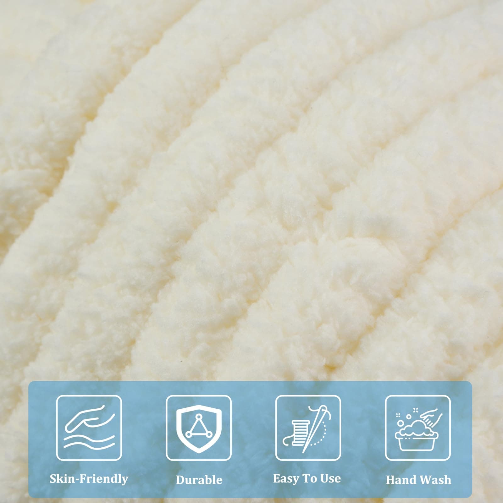 EILYEE Cream Chunky Chenille Yarn for Crocheting - Durable Soft Yarn,Thick Yarn - Thumbnail 7