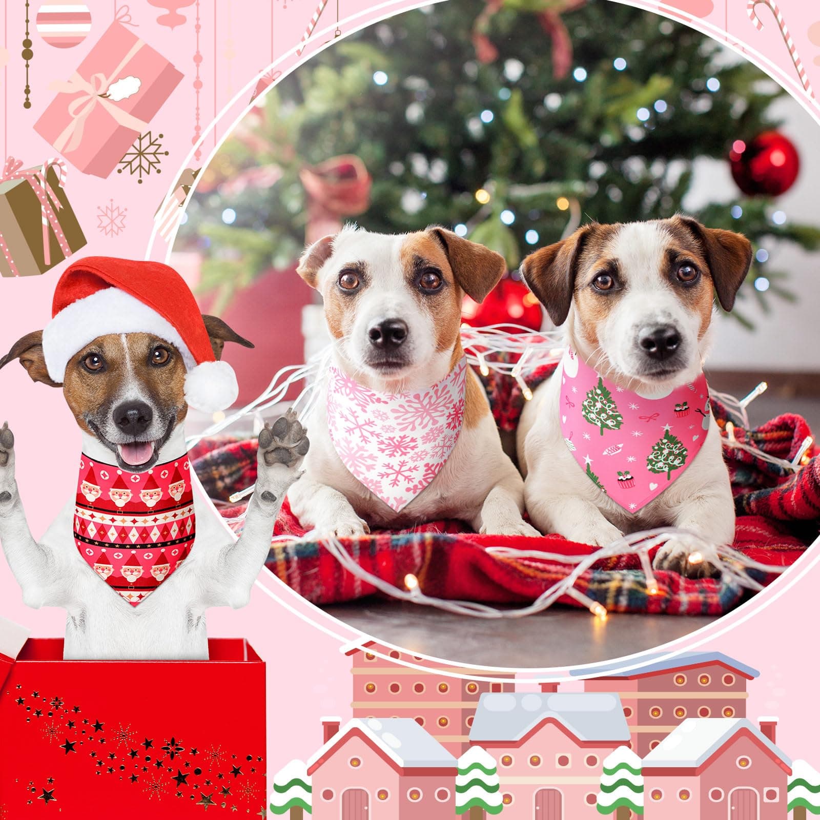 Newwiee 100 Pieces Valentine's Day Dog Bandanas Bulk for Large Dogs Pink Red Pat - Thumbnail 4