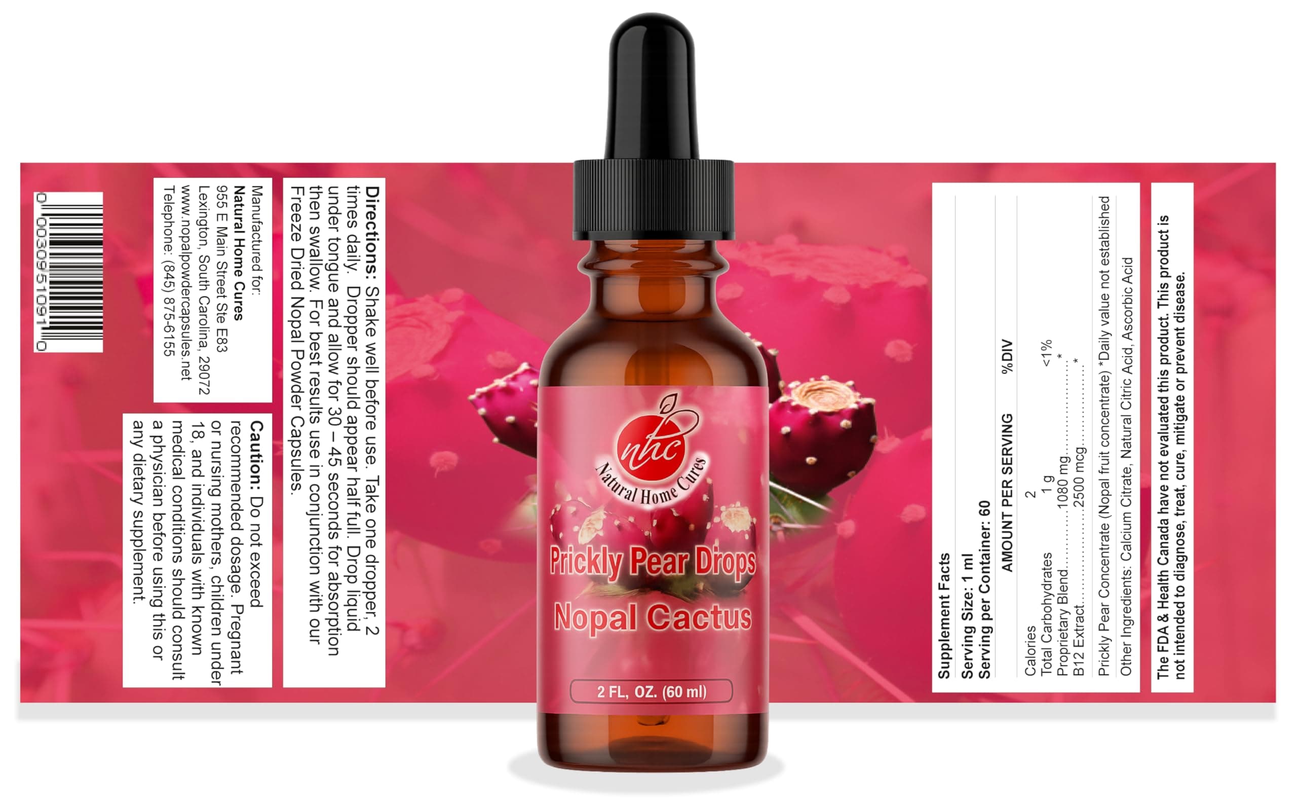 Natural Home Cures Prickly Pear Nopal Cactus Supplement - Liquid Concentrated Dr - Thumbnail 2