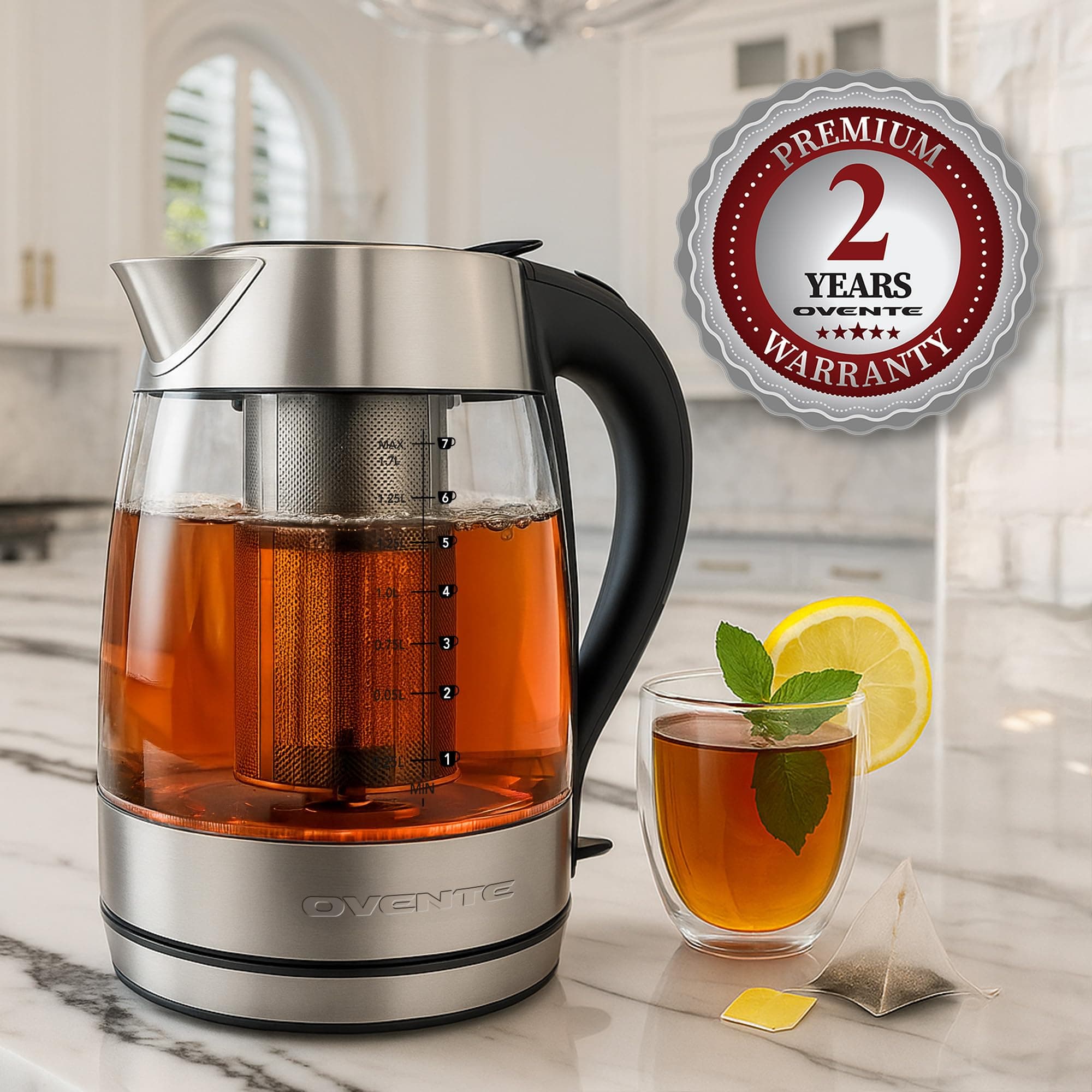 OVENTE Electric Tea Kettle with Temperature Control, Removable Tea Infuser, Easy - Thumbnail 9
