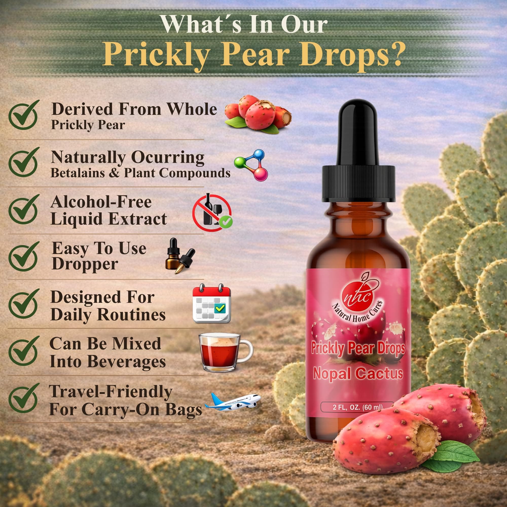 Natural Home Cures Prickly Pear Nopal Cactus Supplement - Liquid Concentrated Dr - Thumbnail 5