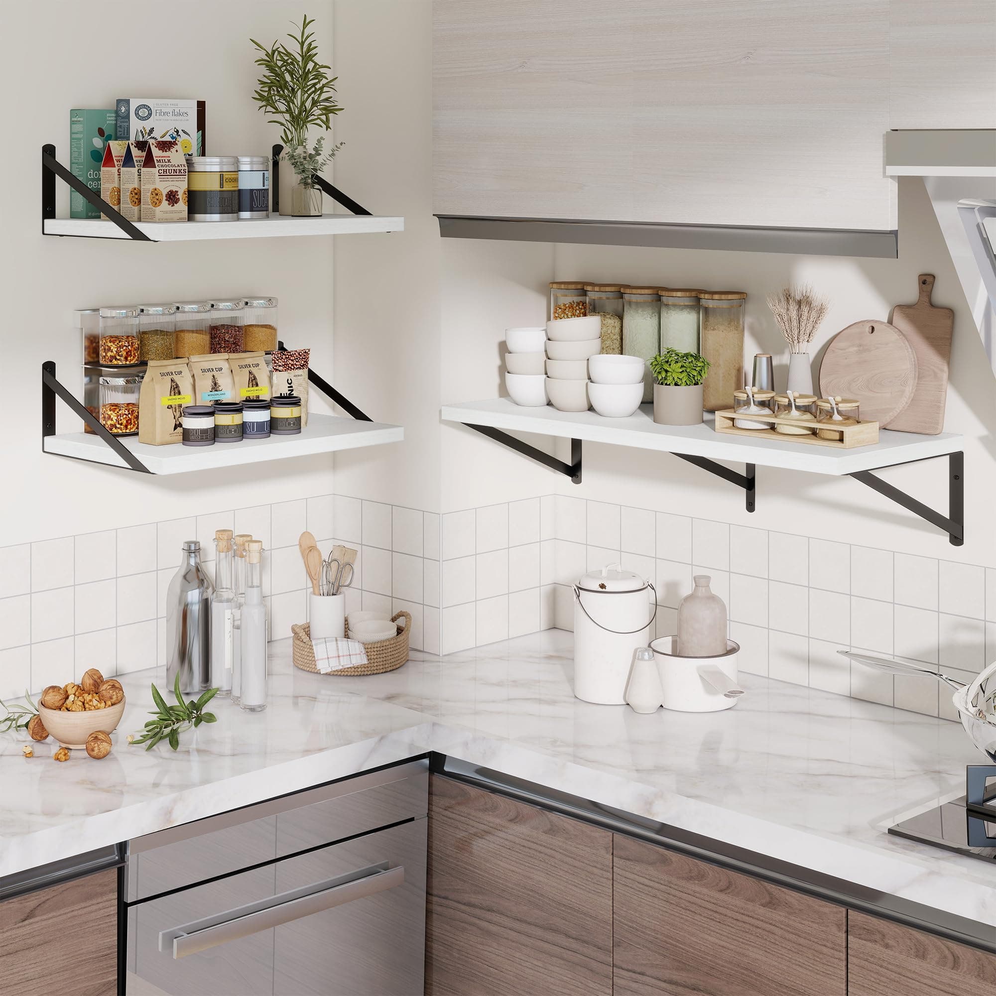 Deep Wall Shelves 24"W x 12"D Engineered Wood Floating Shelves for Wall, Sturdy - Thumbnail 2