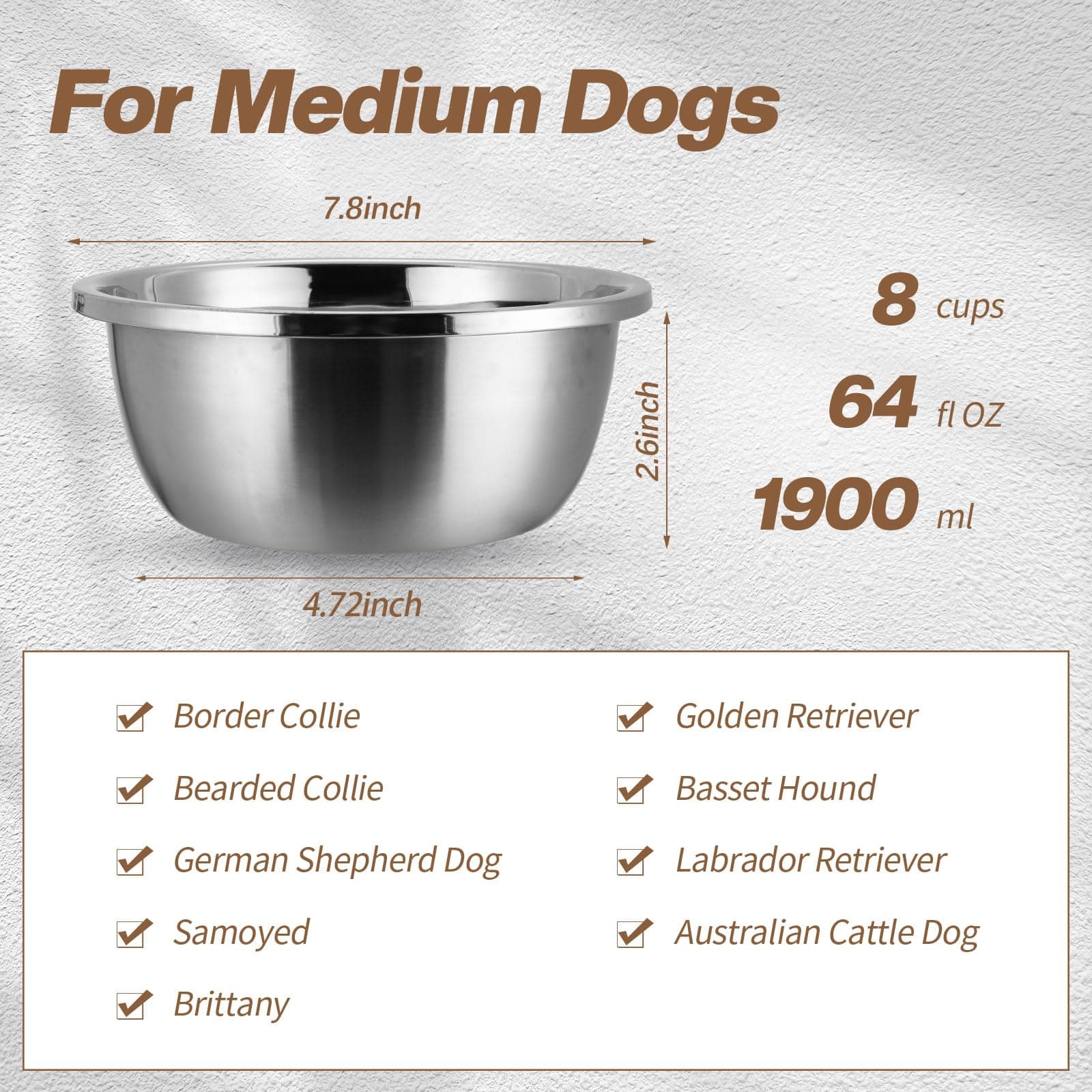Ziliny 6 Pcs 8 Cup Metal Dog Bowls Stainless Steel Thickened Food Bowls Travel K - Thumbnail 2