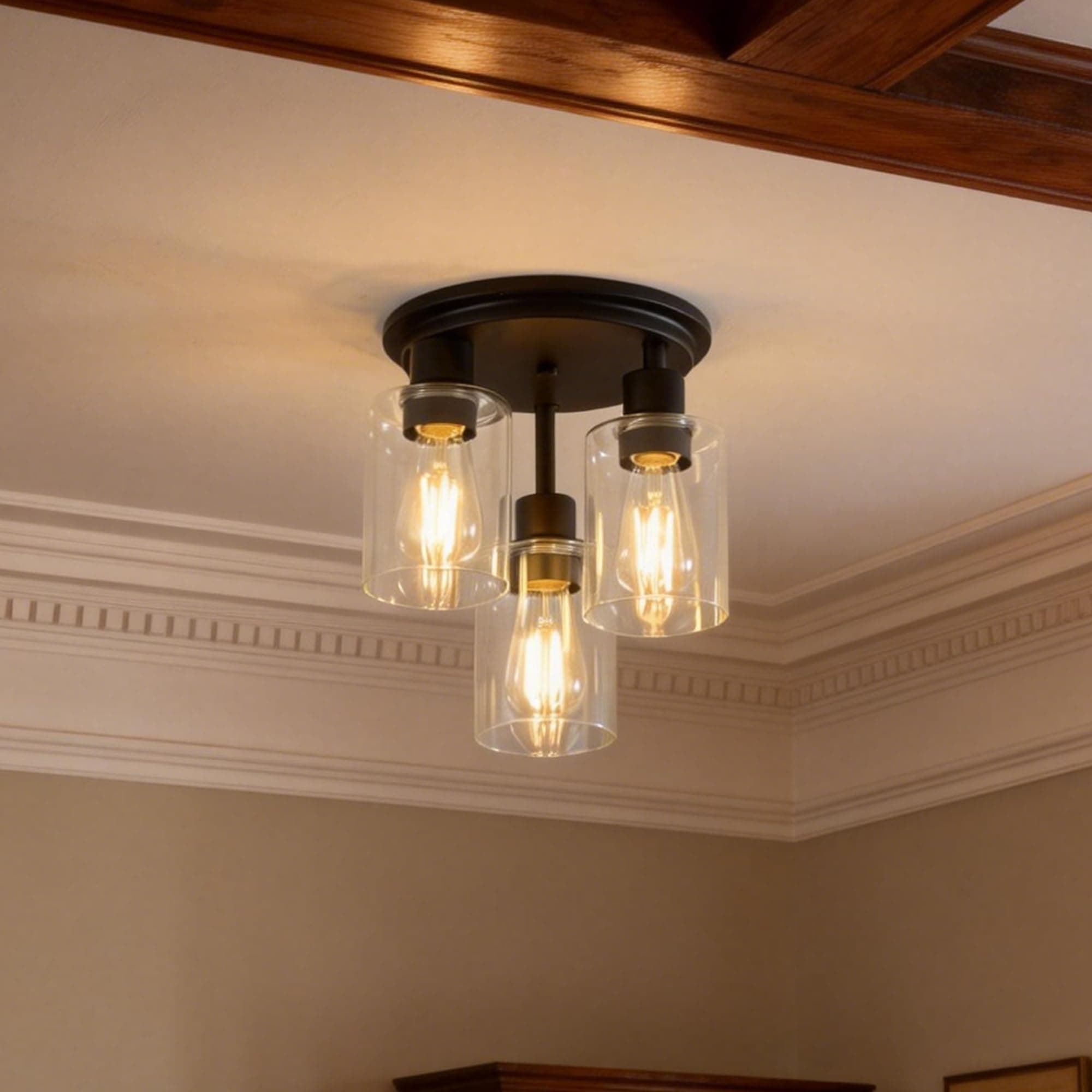 ROTTOGOON Semi Flush Mount Ceiling Light, Close to Ceiling Lights Fixtures, 3 Li - Thumbnail 3