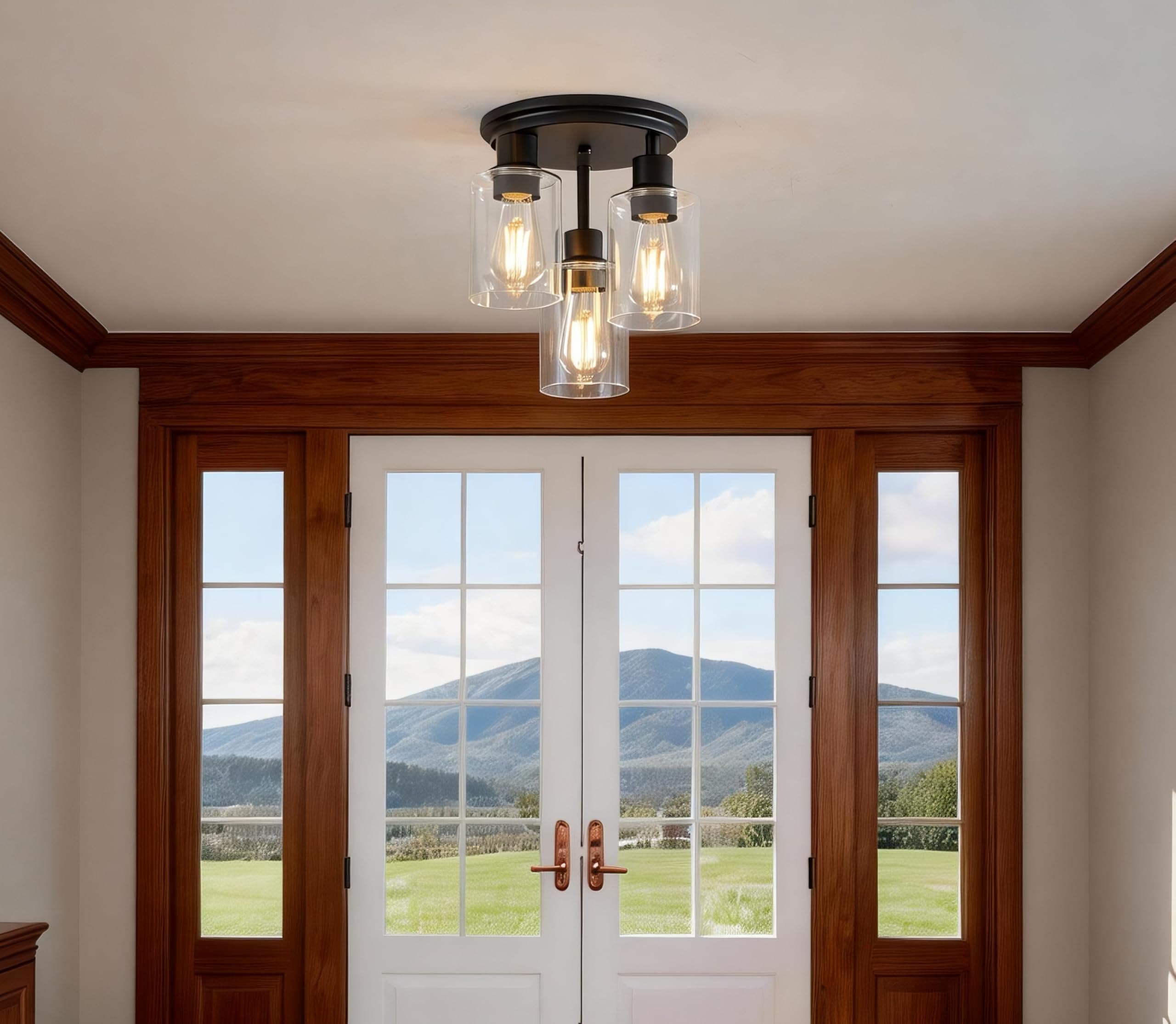 ROTTOGOON Semi Flush Mount Ceiling Light, Close to Ceiling Lights Fixtures, 3 Li - Thumbnail 6