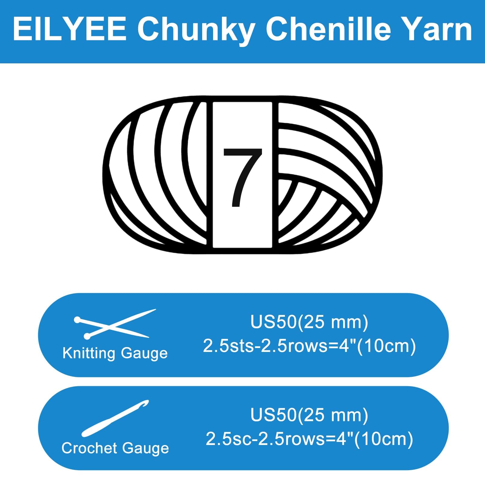 EILYEE Pure White Chunky Chenille Yarn for Crocheting - Durable Soft Yarn,Thick - Thumbnail 4