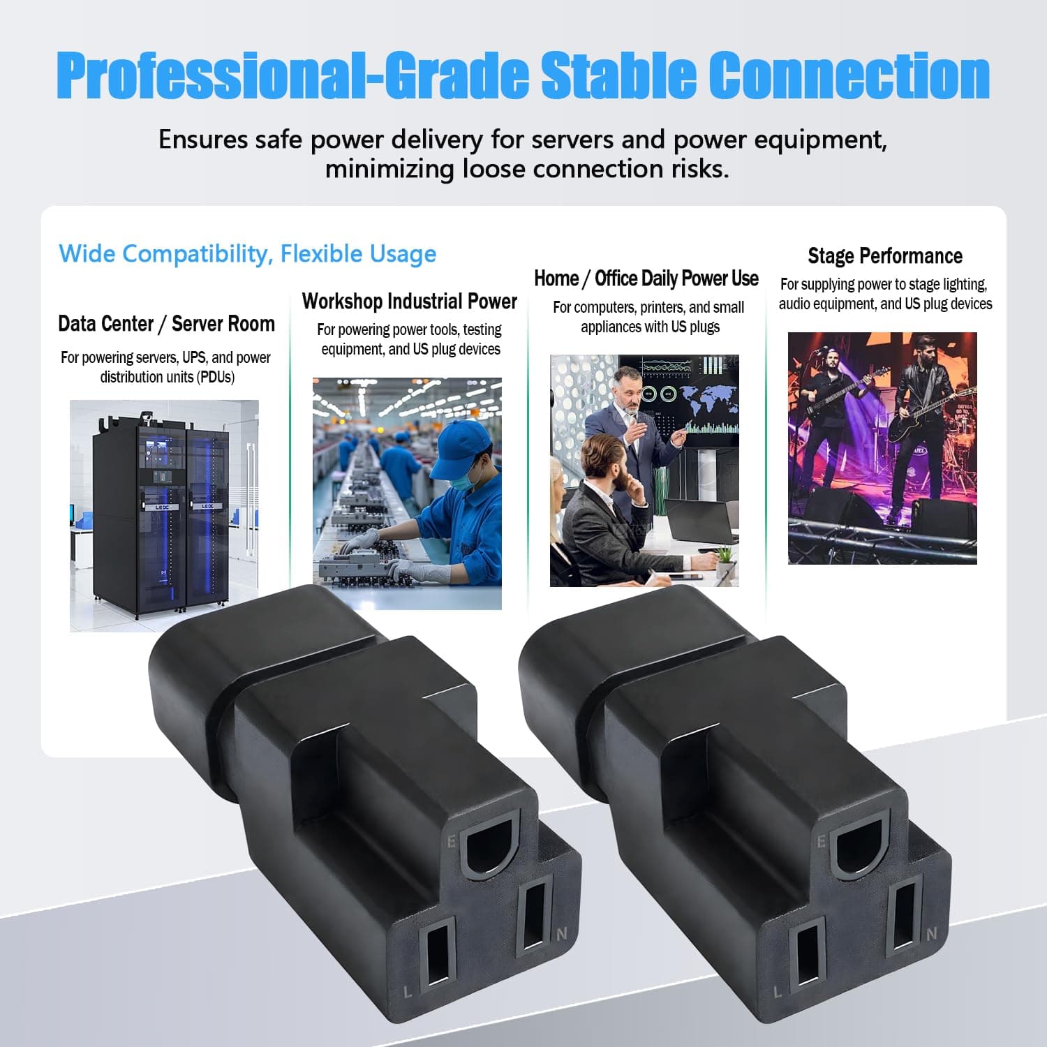 10 Pack IEC320 C14 Male to Nema 5-15R PDU USA UPS Extension Power Plug Adapter,I - Thumbnail 4