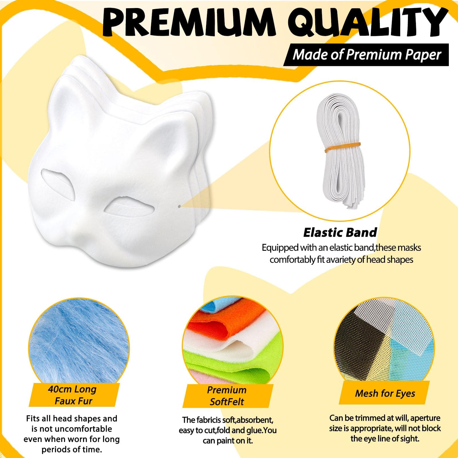 Giftota 79 Pcs DIY Cat Therian Mask Kit - DIY Fox Masks for Halloween Christmas - Thumbnail 3