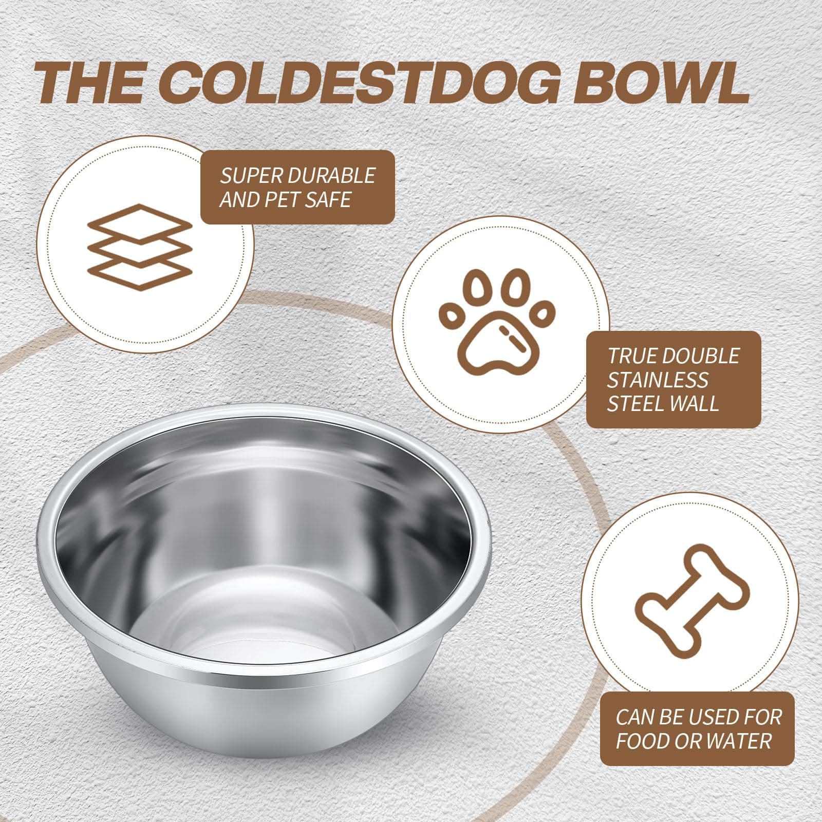 Ziliny 6 Pcs 8 Cup Metal Dog Bowls Stainless Steel Thickened Food Bowls Travel K - Thumbnail 3