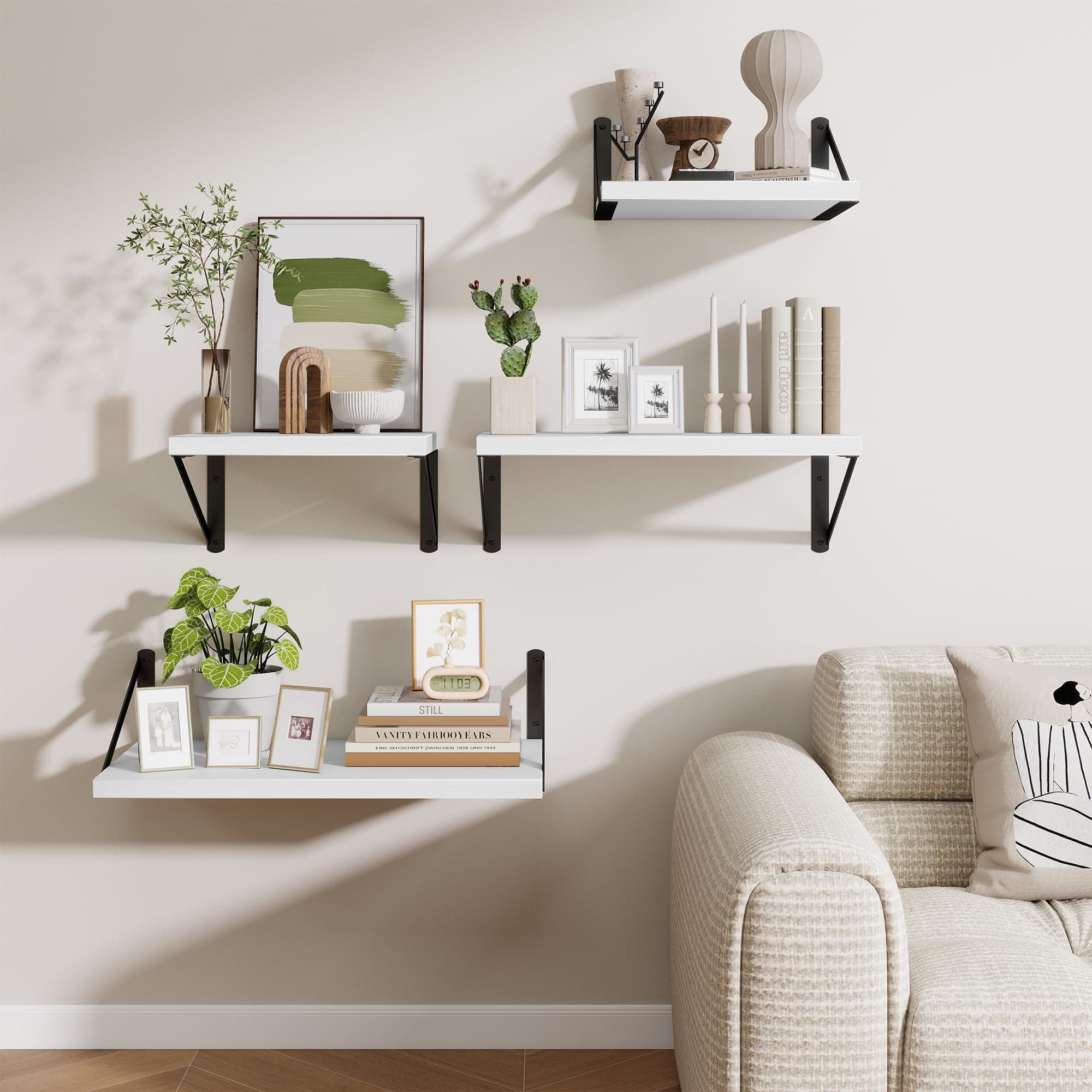Deep Wall Shelves 24"W x 12"D Engineered Wood Floating Shelves for Wall, Sturdy - Thumbnail 7