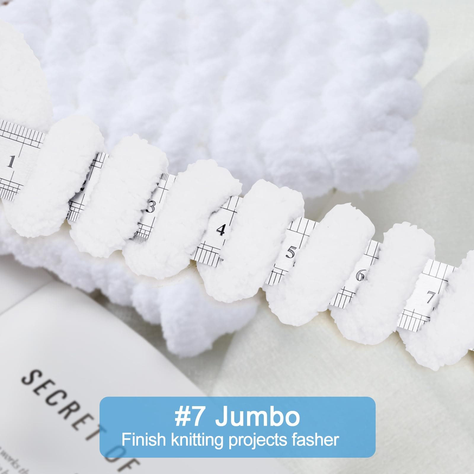 EILYEE Pure White Chunky Chenille Yarn for Crocheting - Durable Soft Yarn,Thick - Thumbnail 6