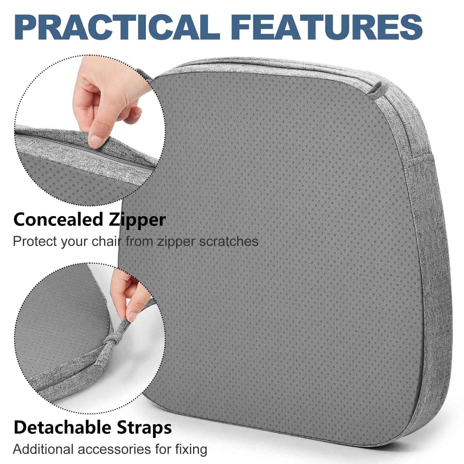 Shinnwa Set of 4 Kitchen Chair Seat Cushions Non-Slip Removable Strap Washable 1 - Thumbnail 4